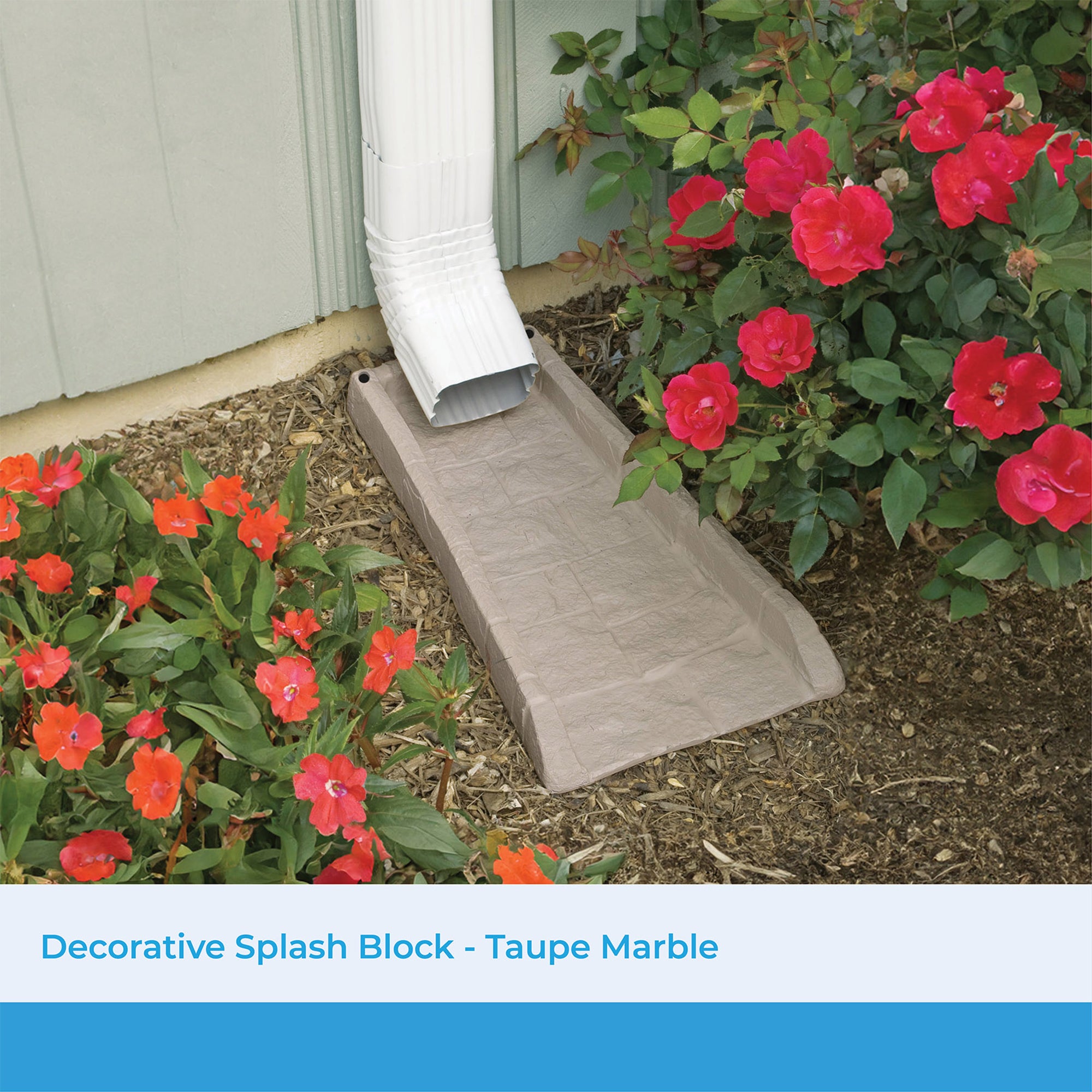 Suncast SB24 Decorative Rain Gutter Downspout Garden Splash Block, Light Taupe - Smart-nests
