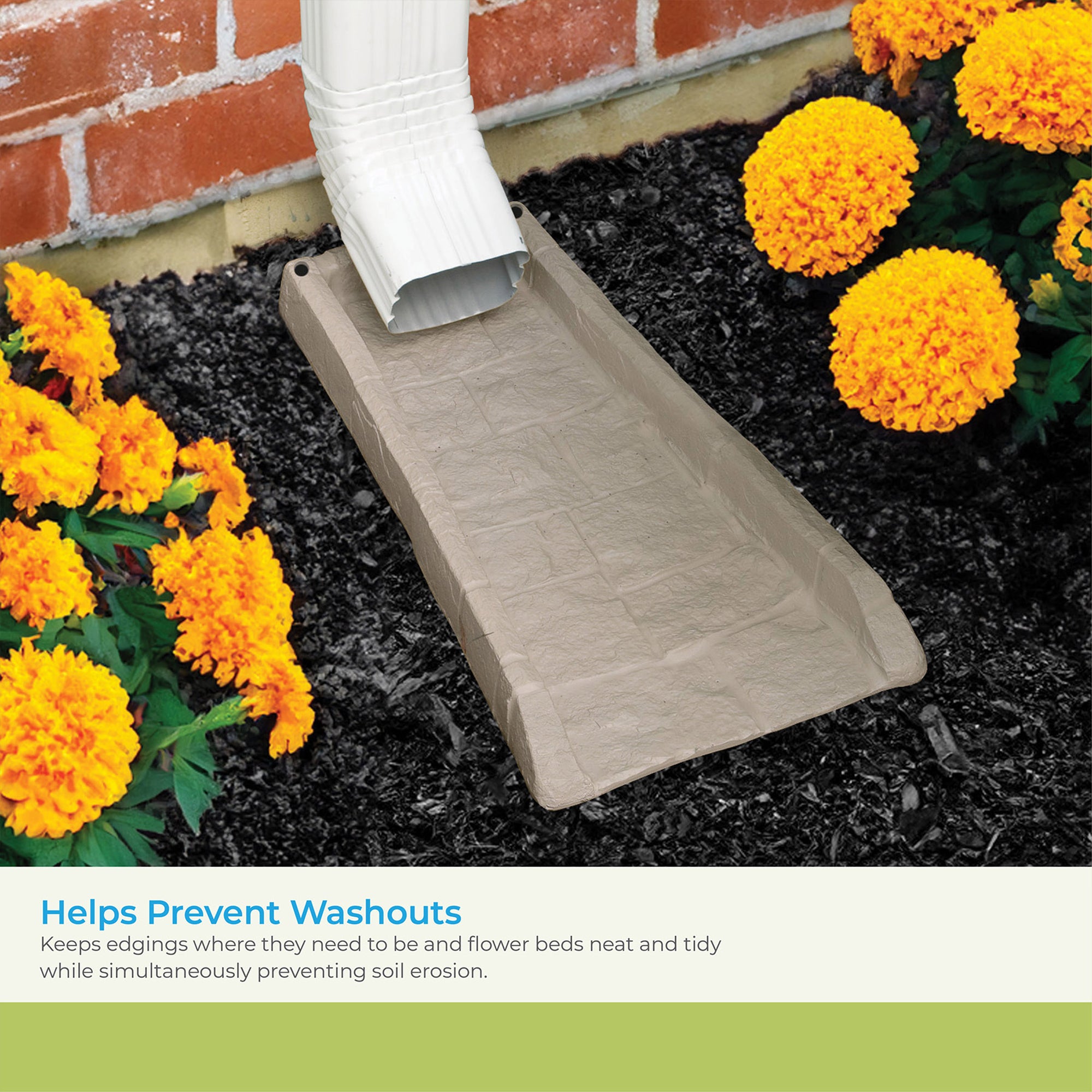 Suncast SB24 Decorative Rain Gutter Downspout Garden Splash Block, Light Taupe - Smart-nests