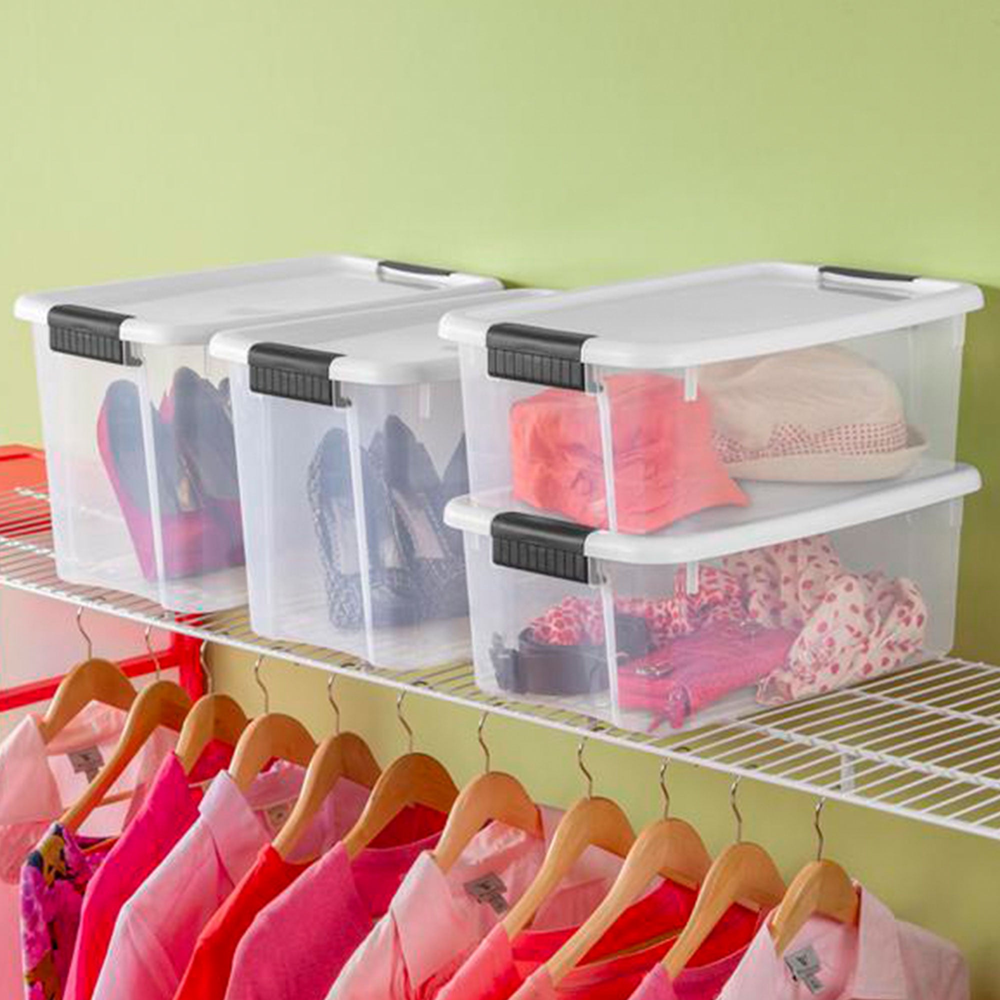 Sterilite 30 Qt Clear Plastic Stackable Storage Bin w/ Latch Lid, White (6 Pack) - Smart-nests