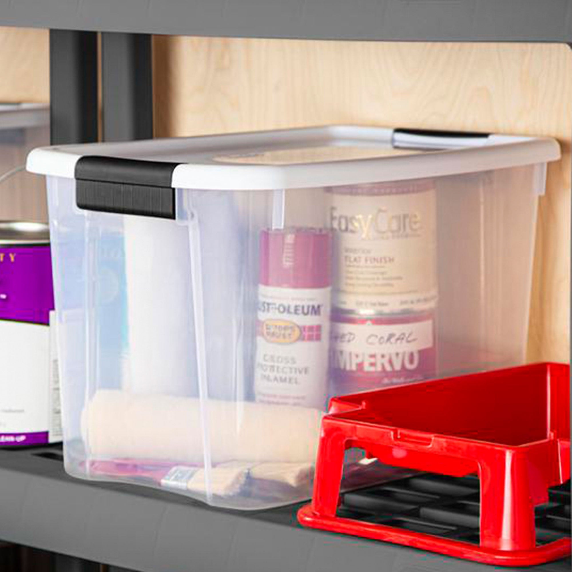 Sterilite 30 Qt Clear Plastic Stackable Storage Bin w/ Latch Lid, White (6 Pack) - Smart-nests