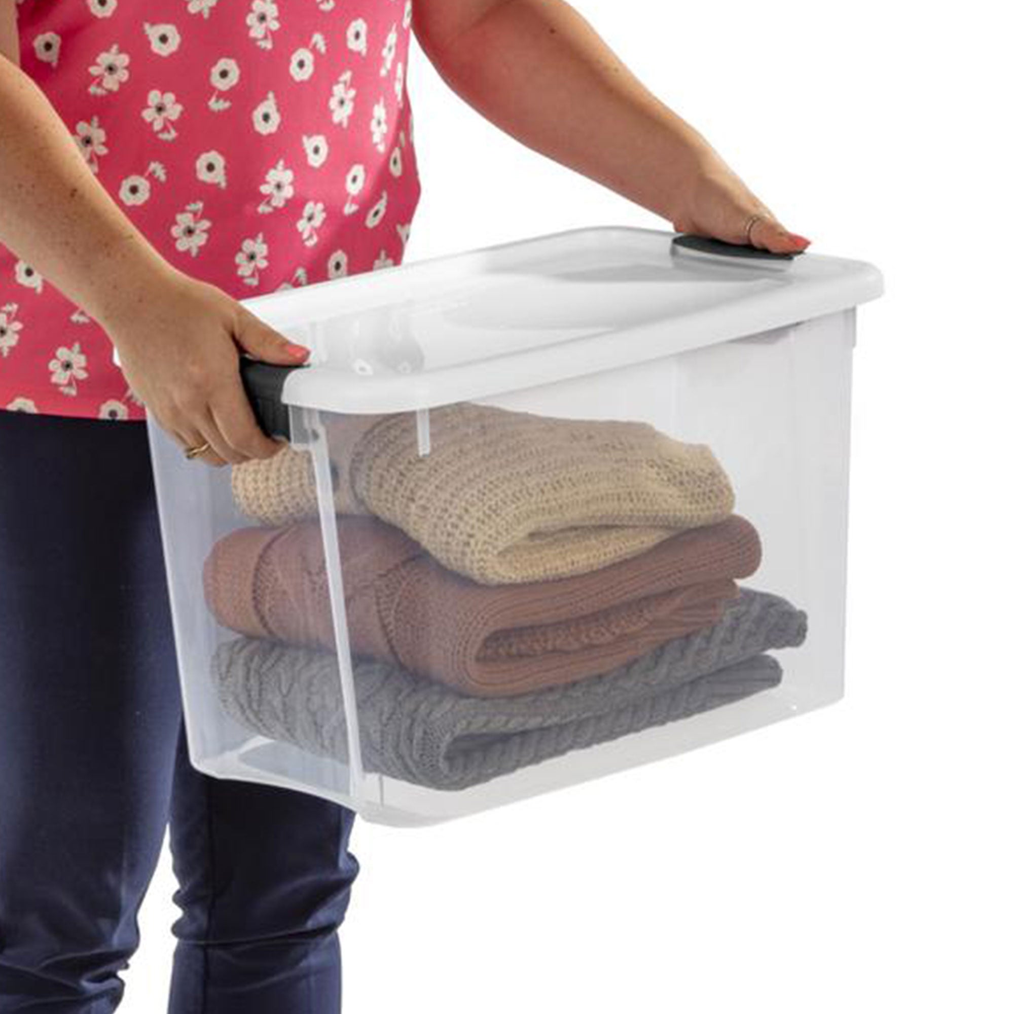 Sterilite 30 Qt Clear Plastic Stackable Storage Bin w/ Latch Lid, White (6 Pack) - Smart-nests