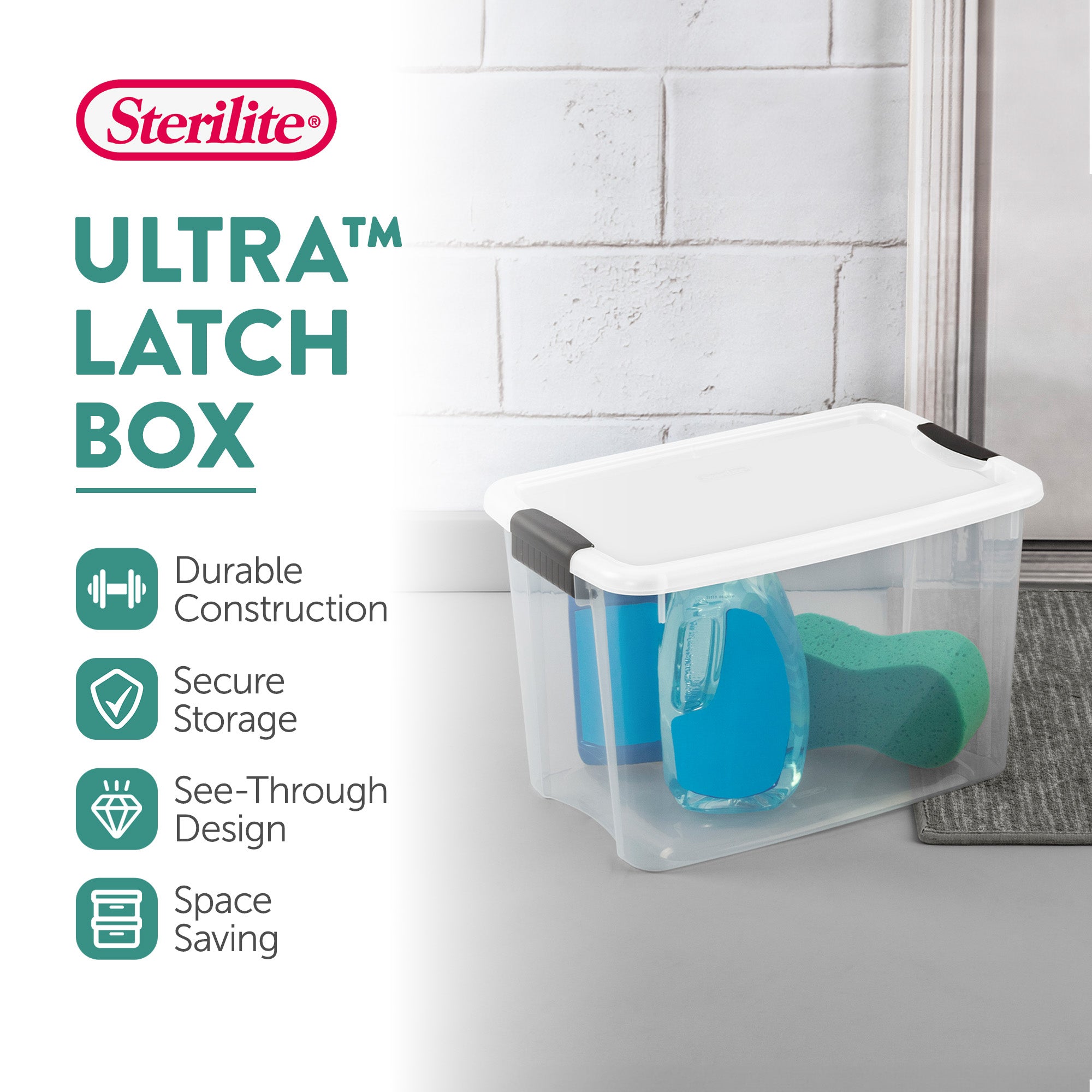 Sterilite 30 Qt Clear Plastic Stackable Storage Bin w/ Latch Lid, White (6 Pack) - Smart-nests