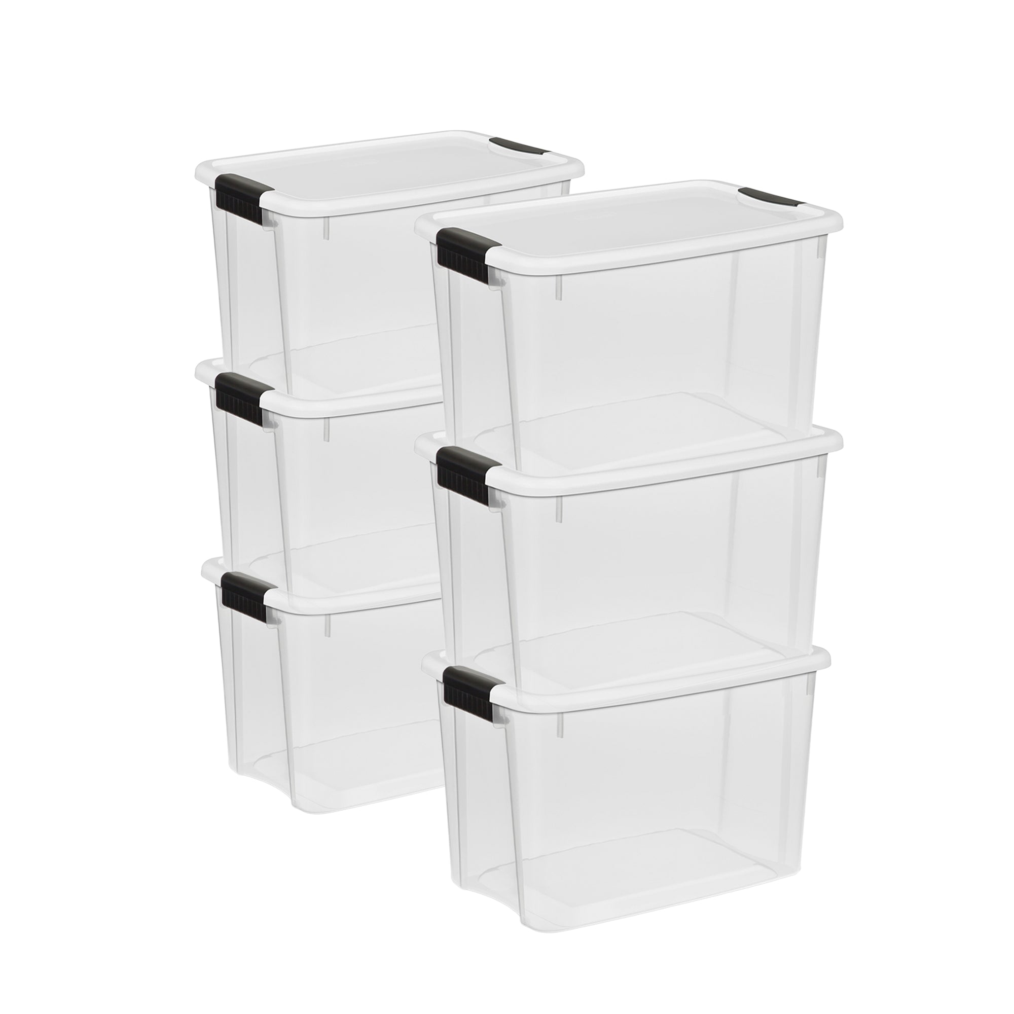 Sterilite 30 Qt Clear Plastic Stackable Storage Bin w/ Latch Lid, White (6 Pack) - Smart-nests