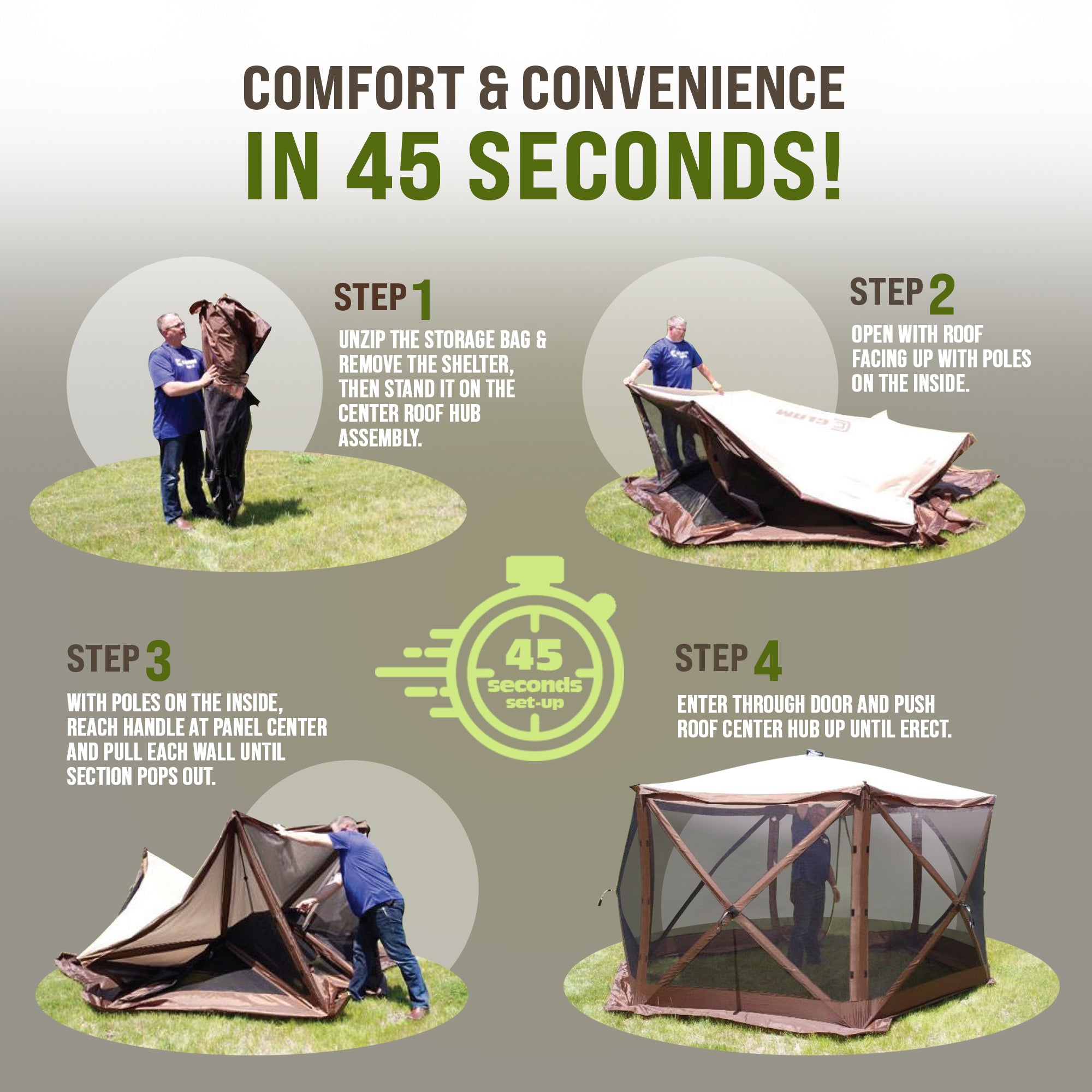 CLAM Quick-Set Pavilion 12.5 x 12.5 Foot Portable Outdoor Canopy Shelter, Gray - Smart-nests