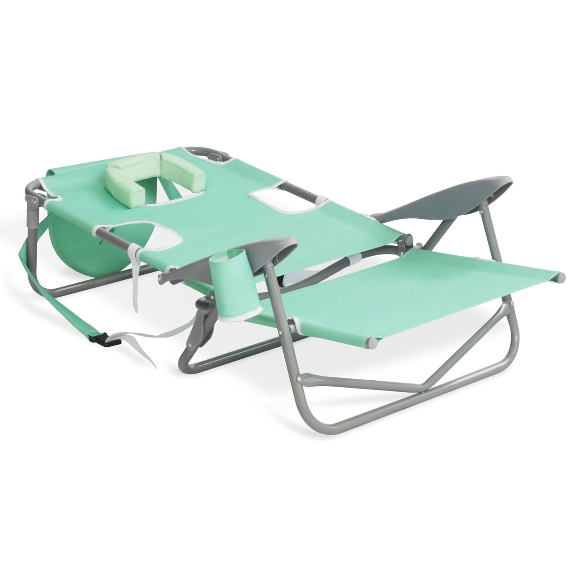 Ostrich On-Your-Back Outdoor Reclining Beach Lounge Pool Camping Chair, Teal - Smart-nests
