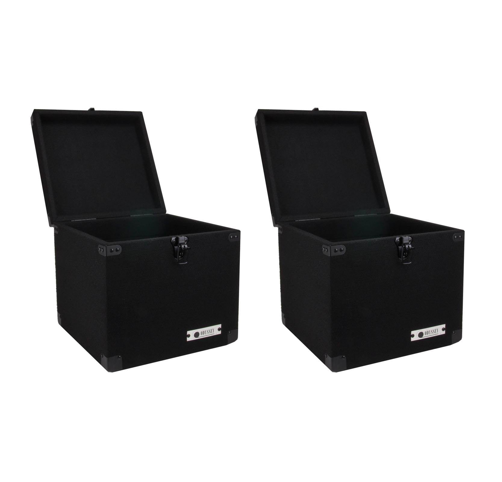 (2) Odyssey CLP090E Carpeted DJ Cases w/ Detachable Lid for 90 LP Vinyl Records - Smart-nests