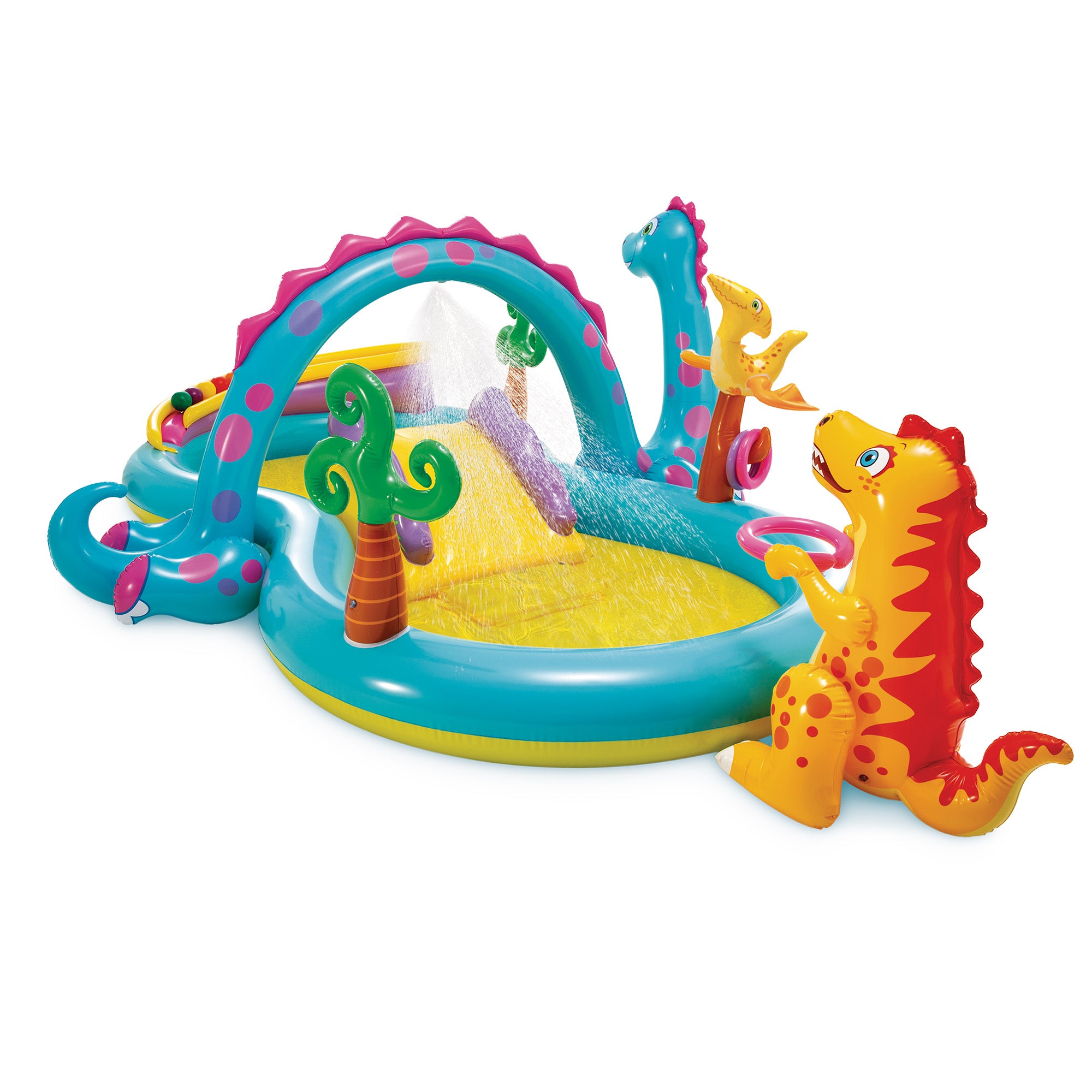 Intex 11ft x 7.5ft x 44in Dinoland Play Center Kiddie Inflatable Swimming Pool - Smart-nests