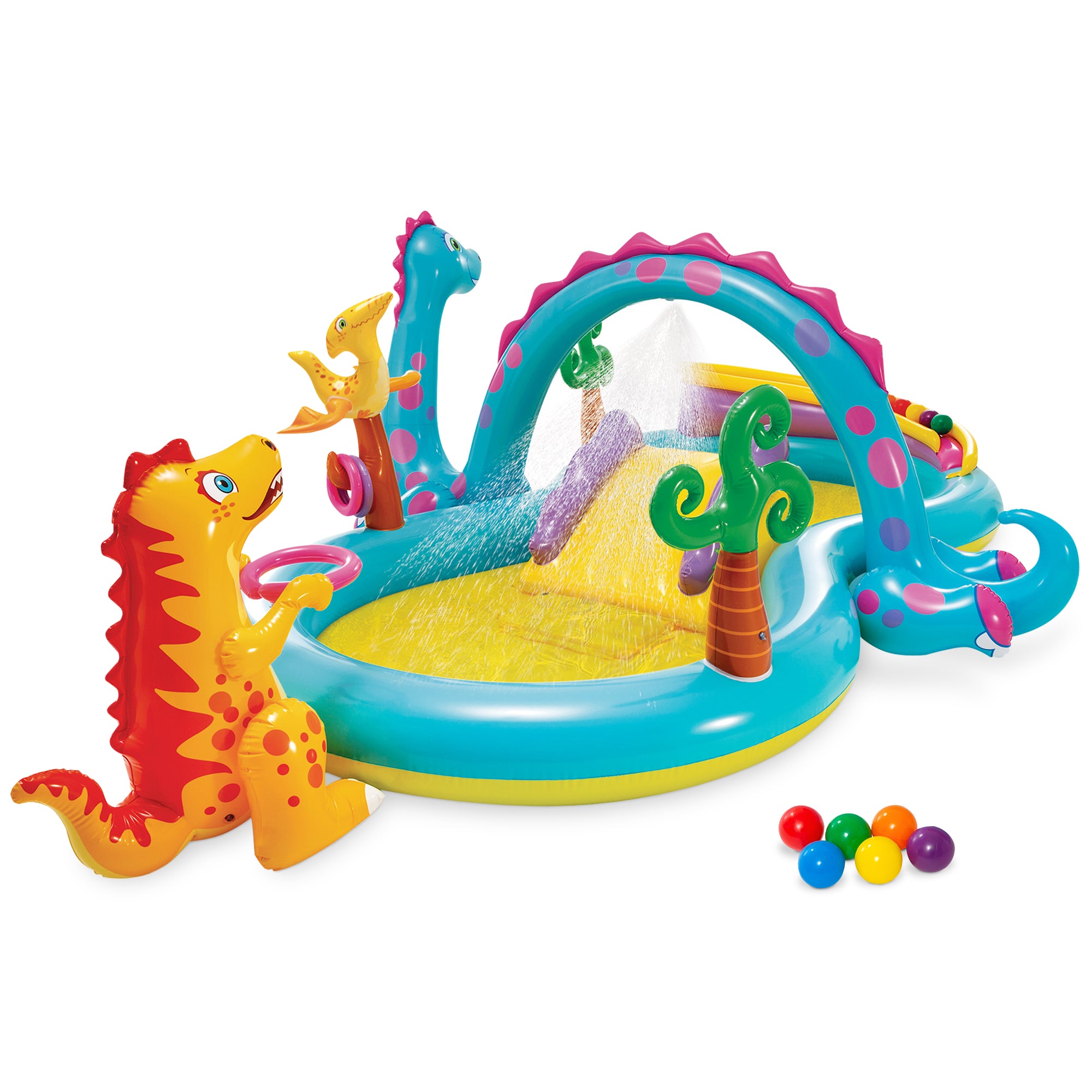 Intex 11ft x 7.5ft x 44in Dinoland Play Center Kiddie Inflatable Swimming Pool - Smart-nests