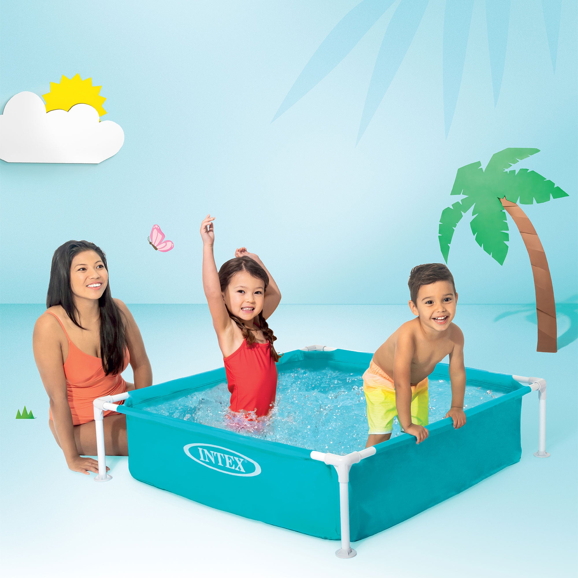 Intex 4ft x 12in Mini Frame Kiddie Beginner Swimming Pool, Ages 3 and Up, Blue