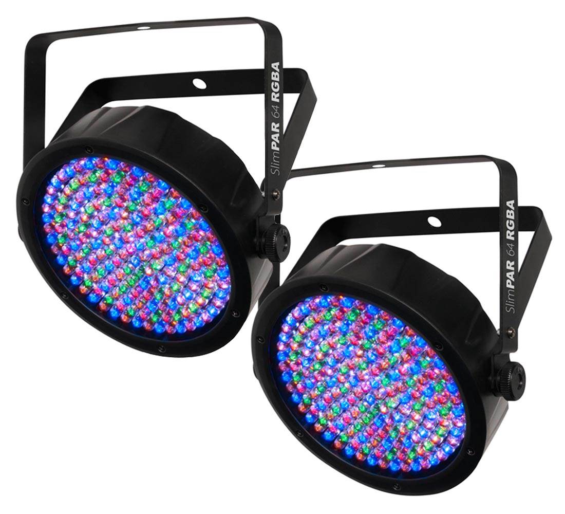 (2) Chauvet DJ SlimPar 64 RGBA LED DMX Compact Slim Par Can Stage Light Effects - Smart-nests