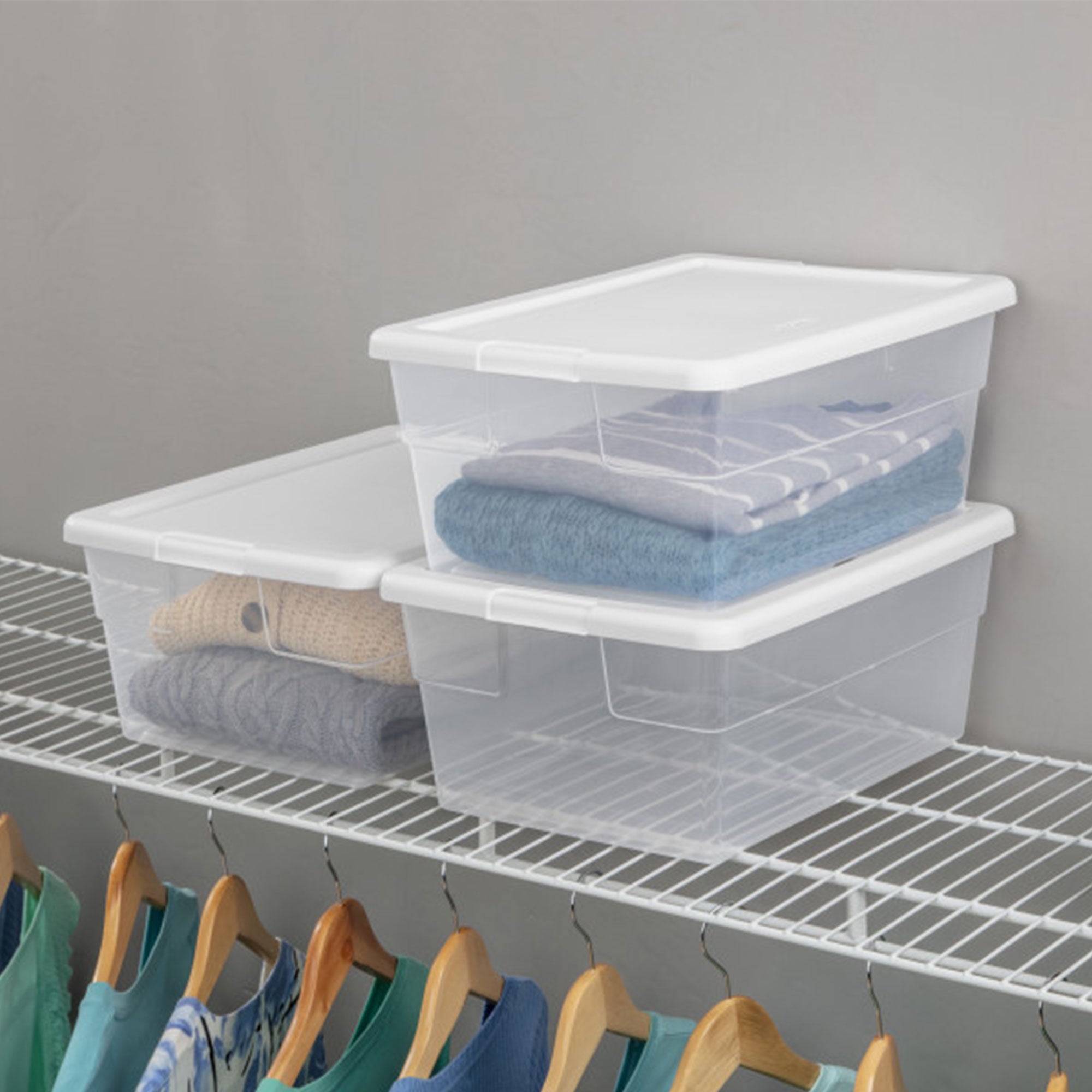 Sterilite 16 Quart Stacking Storage Box Container Tub with Lid, Clear (12 Pack) - Smart-nests