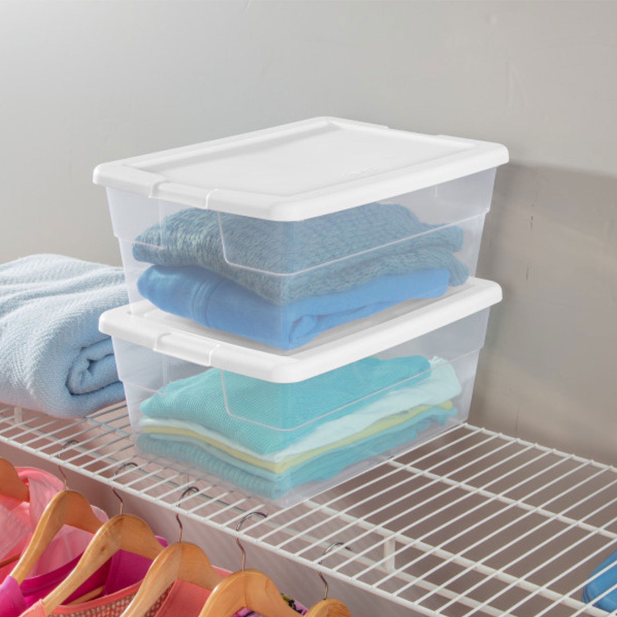 Sterilite 16 Quart Stacking Storage Box Container Tub with Lid, Clear (12 Pack) - Smart-nests
