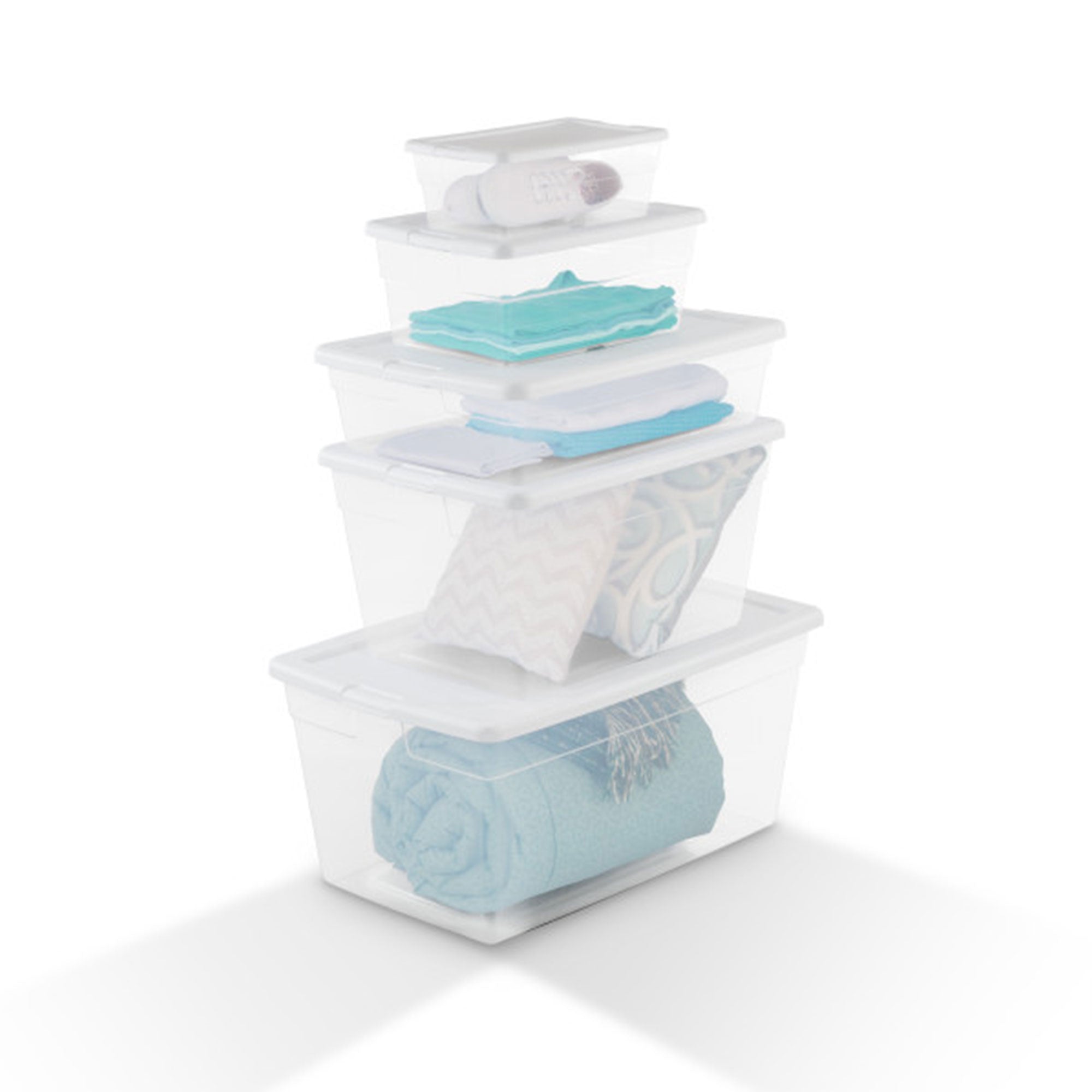 Sterilite 16 Quart Stacking Storage Box Container Tub with Lid, Clear (12 Pack) - Smart-nests