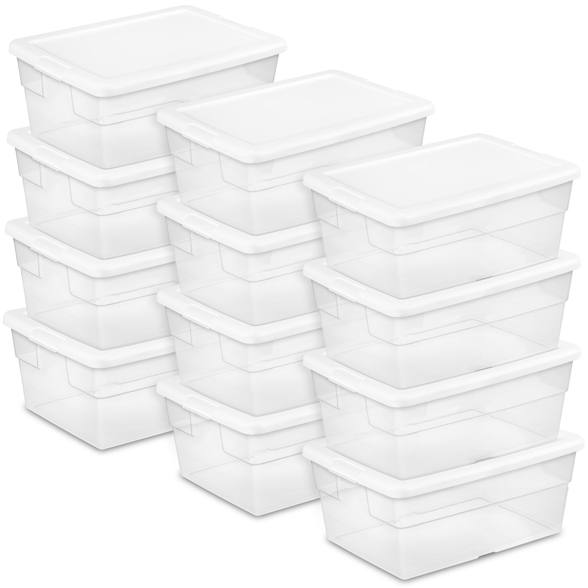 Sterilite 16 Quart Stacking Storage Box Container Tub with Lid, Clear (12 Pack) - Smart-nests