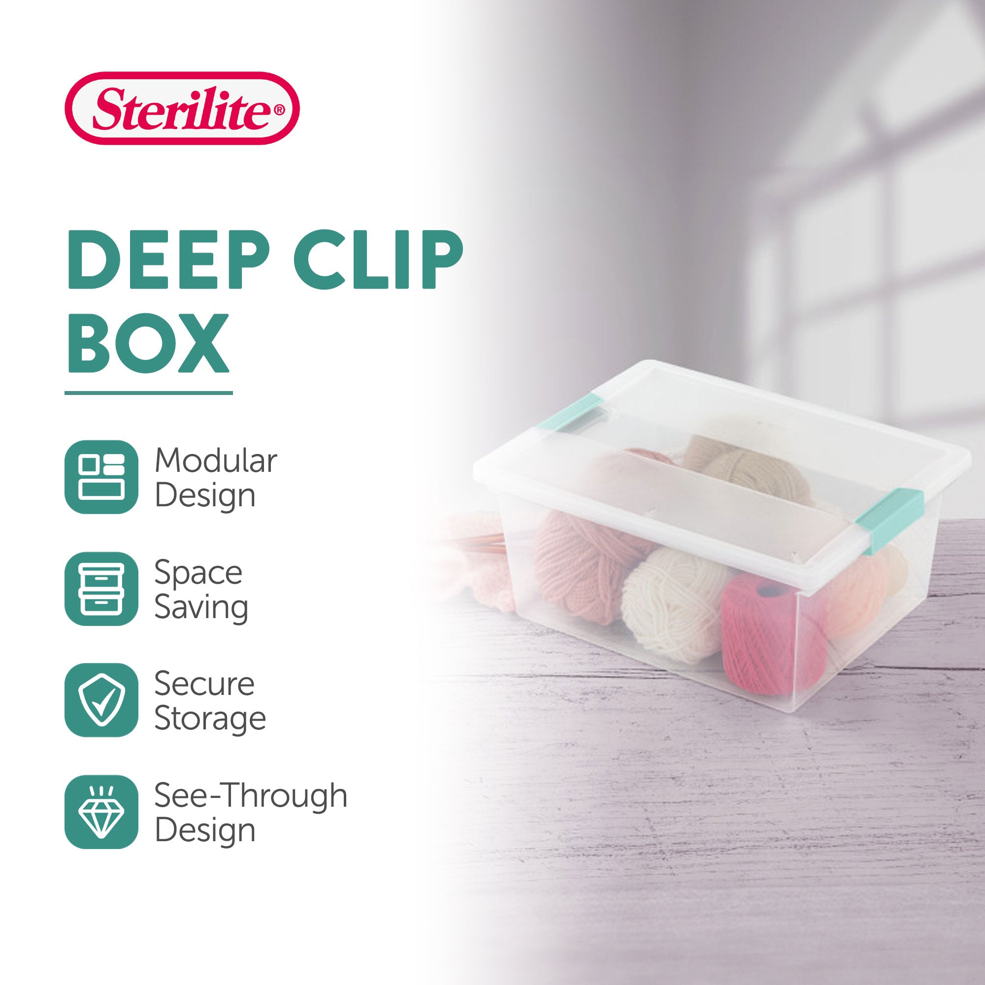 Sterilite Deep Plastic Stackable Storage Bin w/ Clear Latch Lid, Clear (4 Pack) - Smart-nests