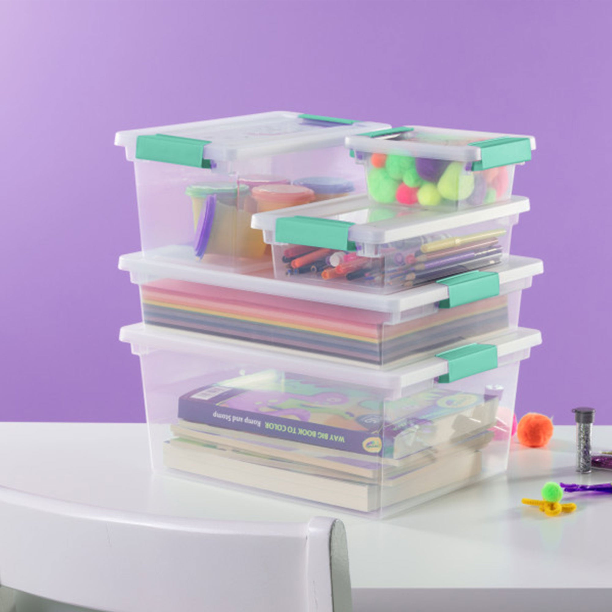 Sterilite Deep Plastic Stackable Storage Bin w/ Clear Latch Lid, Clear (4 Pack) - Smart-nests