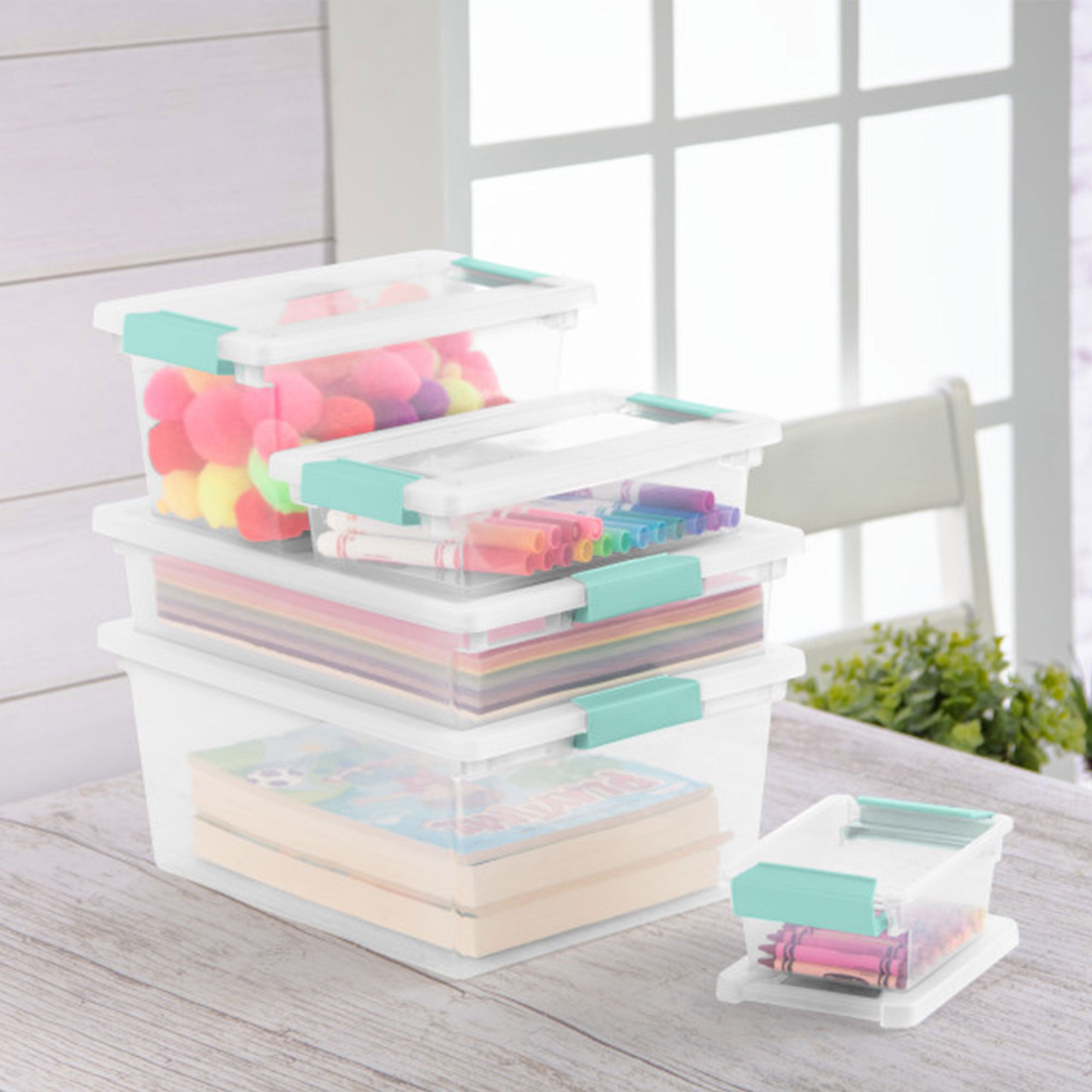 Sterilite Deep Plastic Stackable Storage Bin w/ Clear Latch Lid, Clear (4 Pack) - Smart-nests