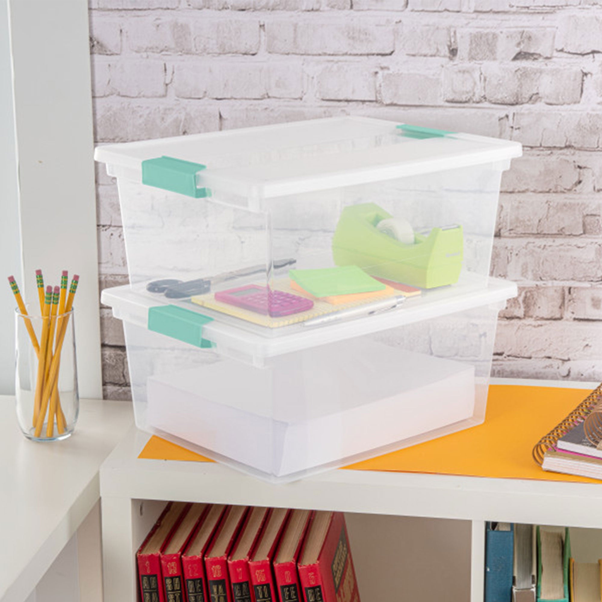 Sterilite Deep Plastic Stackable Storage Bin w/ Clear Latch Lid, Clear (4 Pack) - Smart-nests