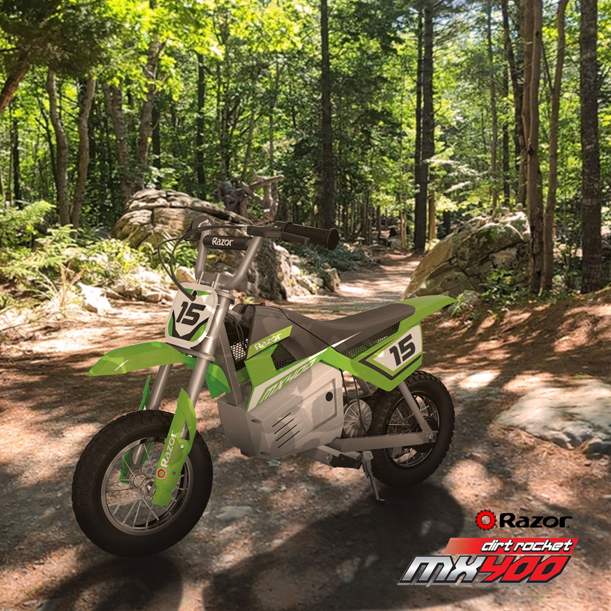 Razor MX400 Dirt Rocket 24V Electric Toy Motocross Motorcycle Dirt Bike, Green - Smart-nests