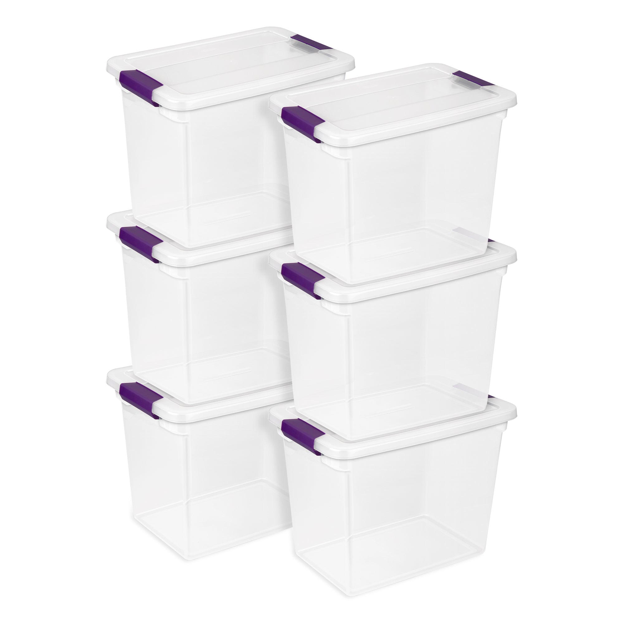 Sterilite 27 Qt ClearView Latch Storage Stackable Bin with Latching Lid, 6 Pack - Smart-nests