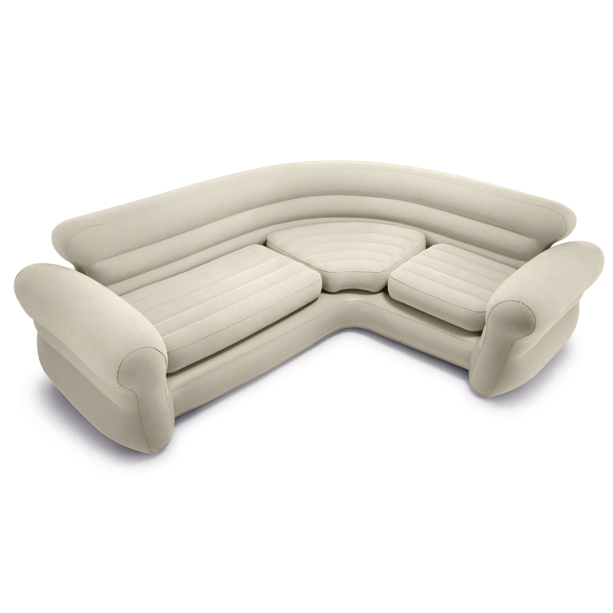 Intex Inflatable Corner Living Room Air Mattress Sectional Sofa Couch, Beige - Smart-nests