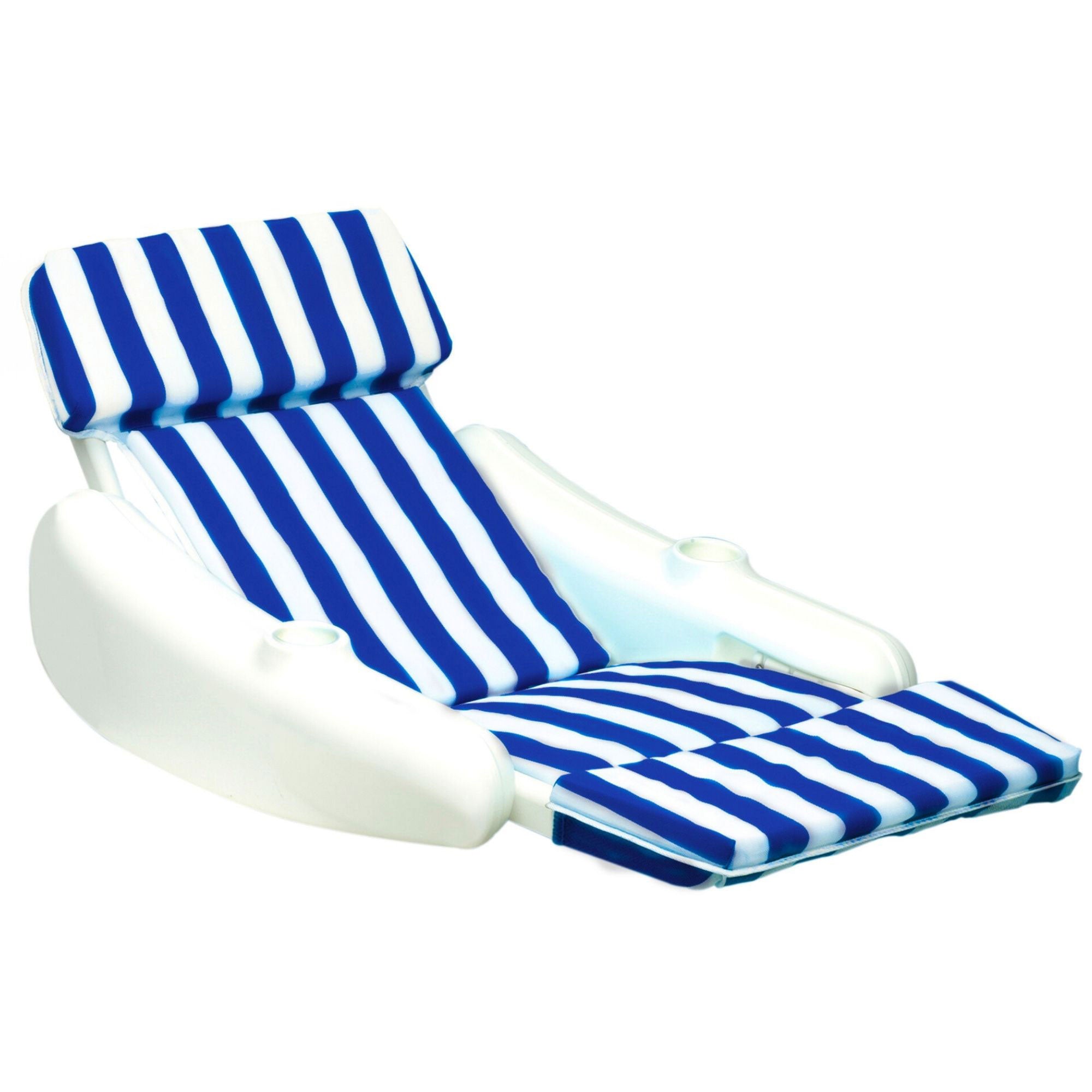 Swimline SunChaser Padded Floating Luxury Pool Lounge Sling Chair, Blue/White - Smart-nests