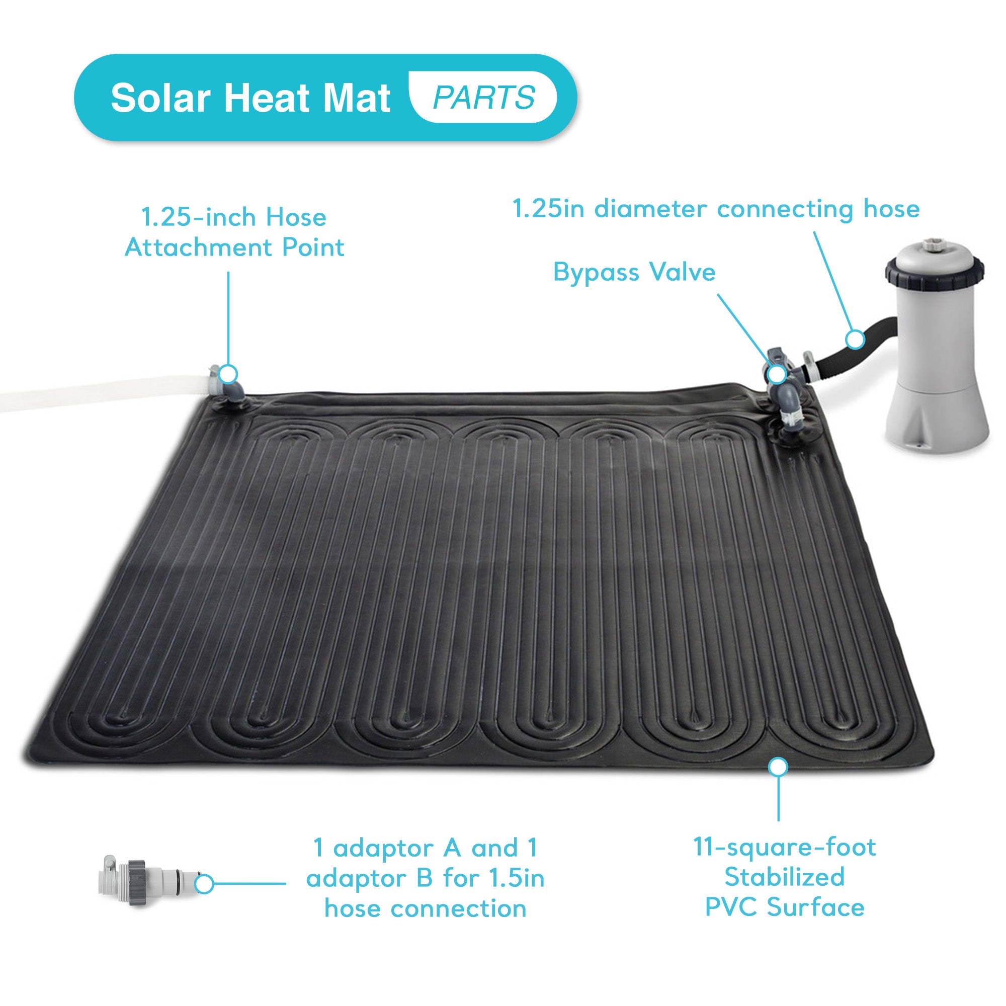 Intex Solar Water Heater Mat for 8,000 Gallon Above Ground Swimming Pool, Black - Smart-nests