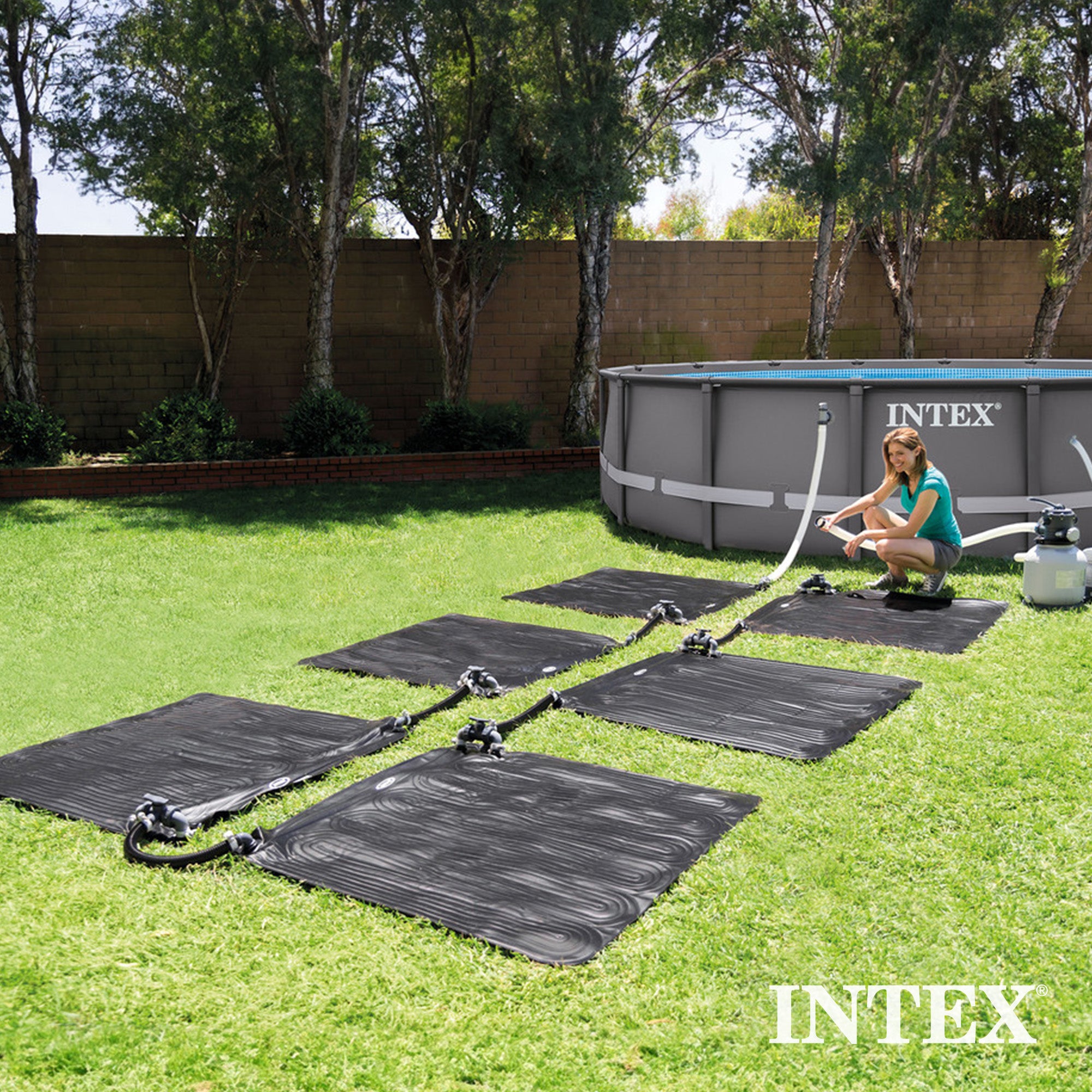 Intex Solar Water Heater Mat for 8,000 Gallon Above Ground Swimming Pool, Black - Smart-nests
