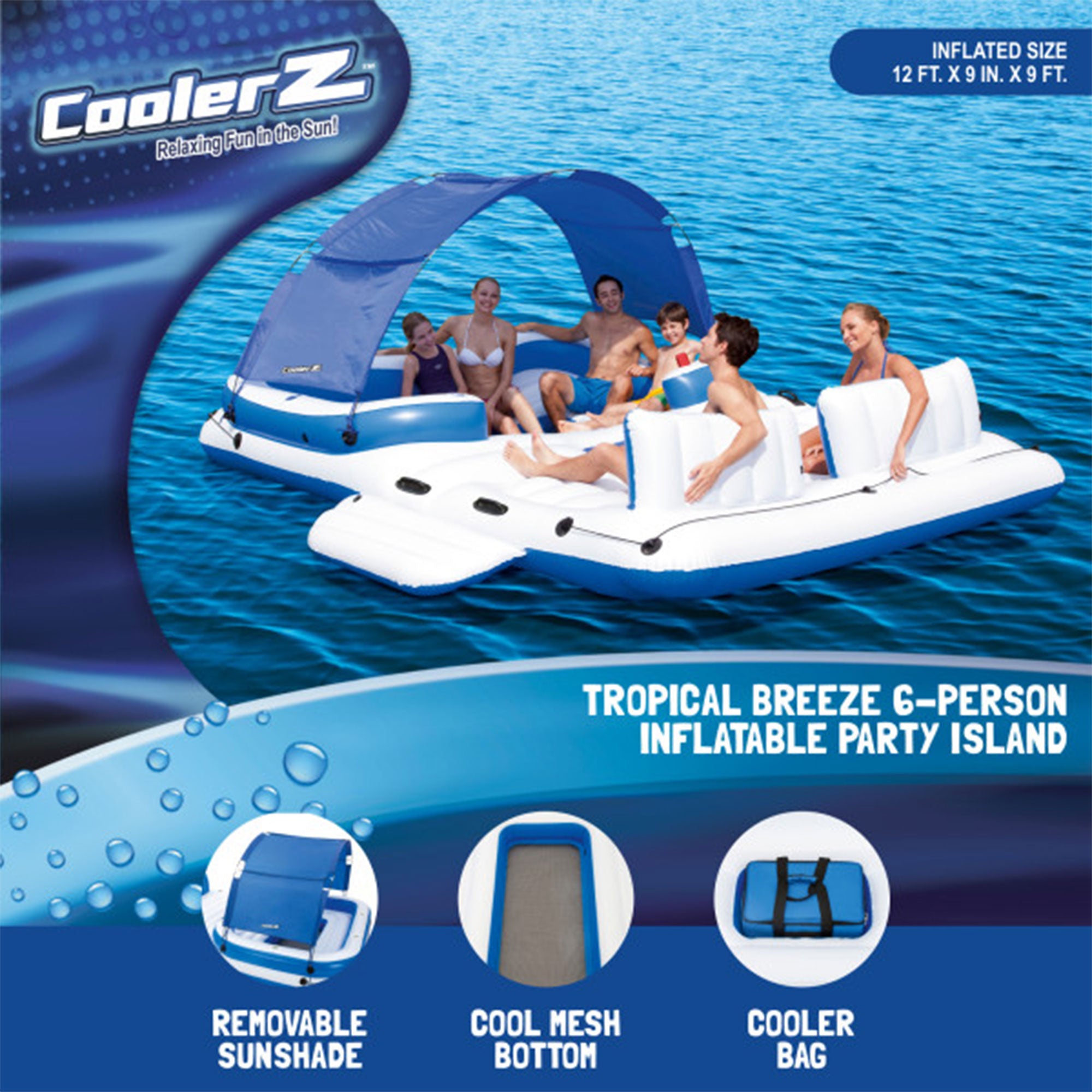 Bestway Hydro-Force Tropical Breeze 6 Person Inflatable Party Island Water Float - Smart-nests