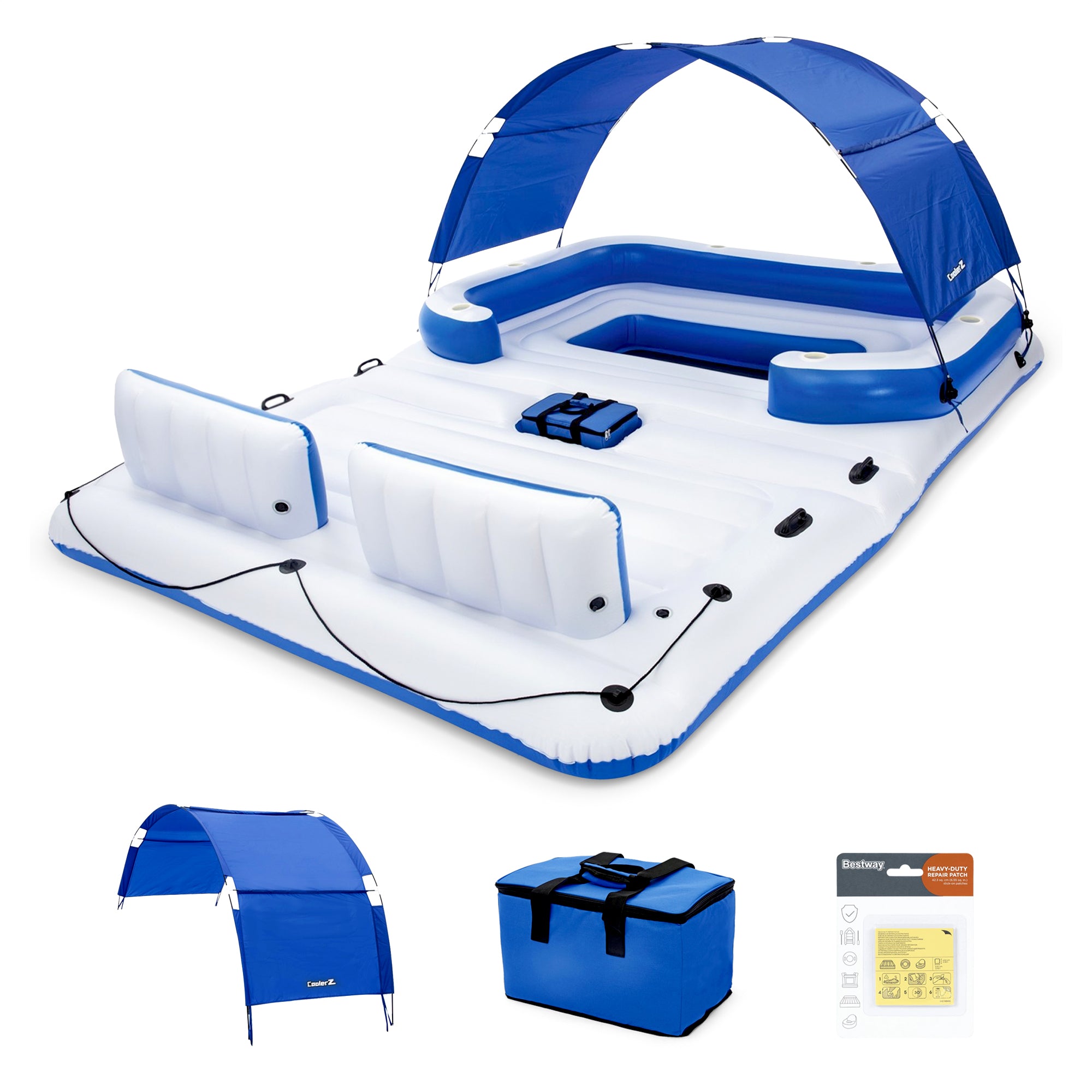 Bestway Hydro-Force Tropical Breeze 6 Person Inflatable Party Island Water Float - Smart-nests