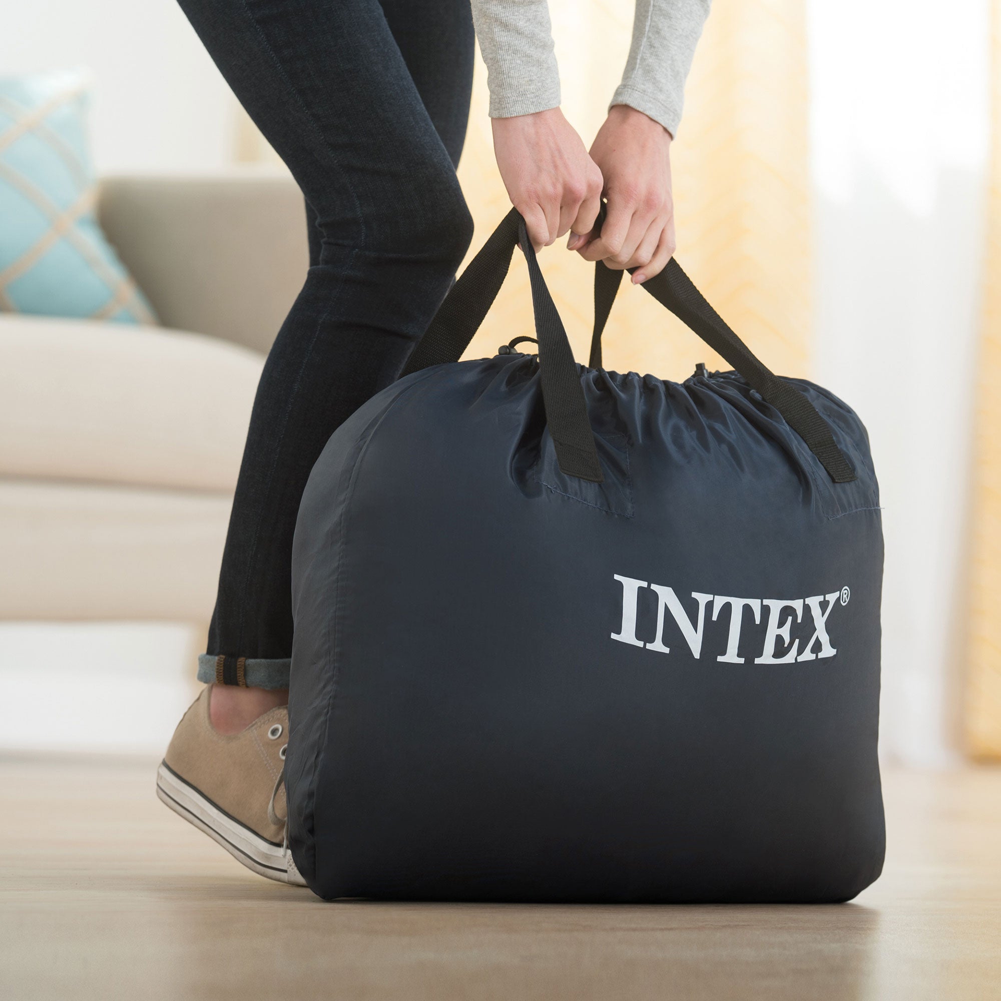 Intex Supreme Air Flow Airbed, Raised Air Mattress with Internal Air Pump, Twin
