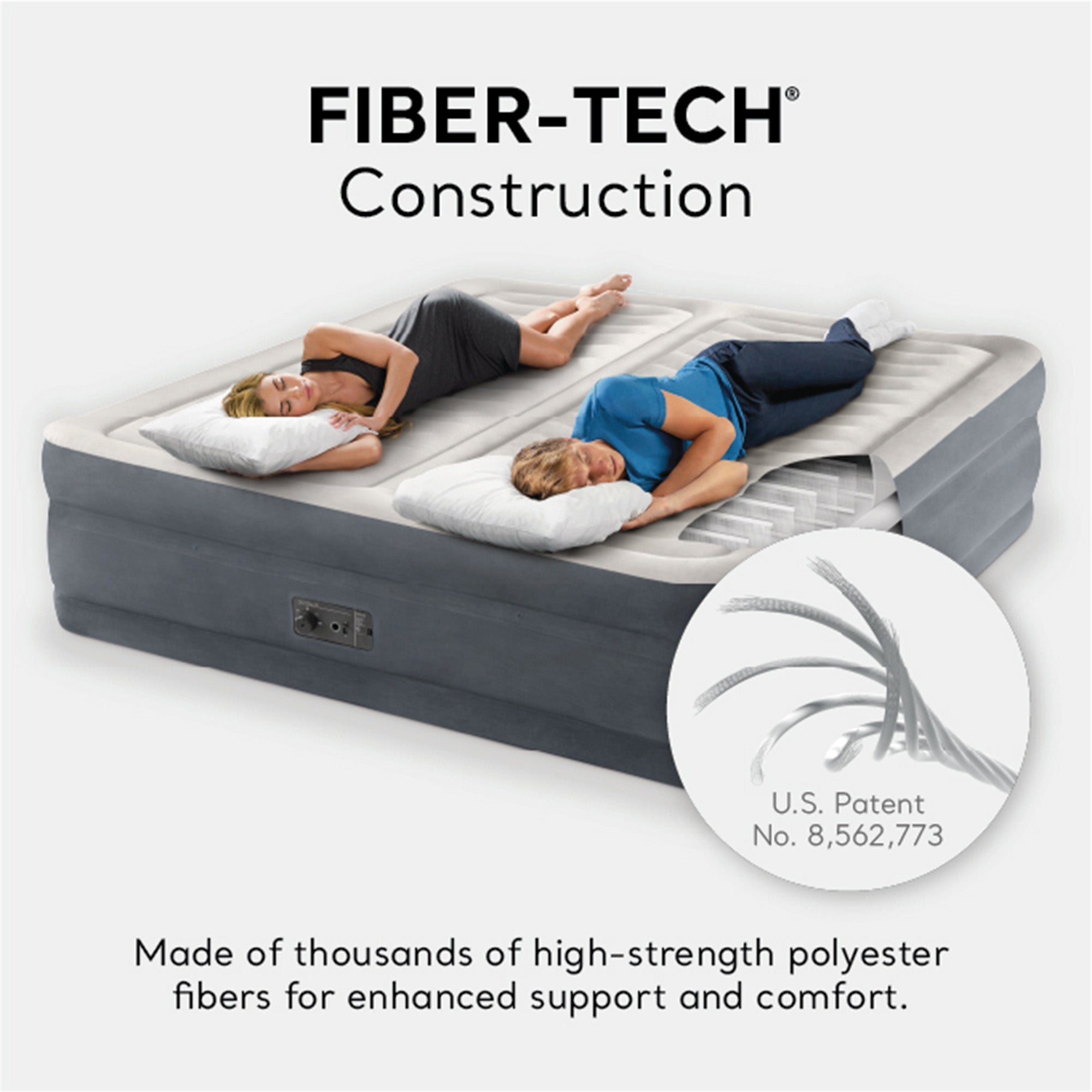 Intex 64953E Deluxe Dual Zone 22" King Sized Air Mattress with Built In Air Pump - Smart-nests