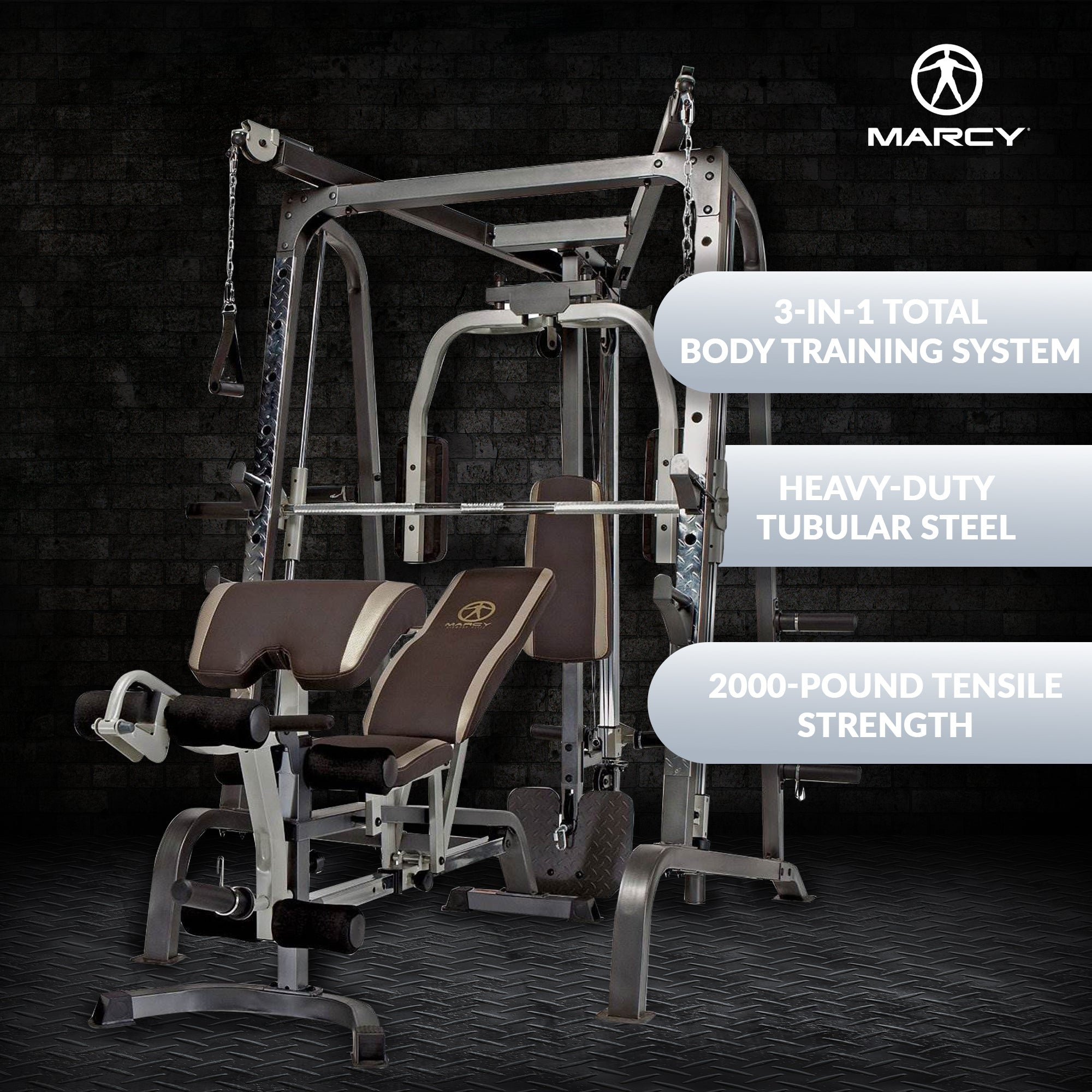 Marcy Deluxe Diamond Elite Smith Cage Home Workout Total Body Gym Machine System - Smart-nests