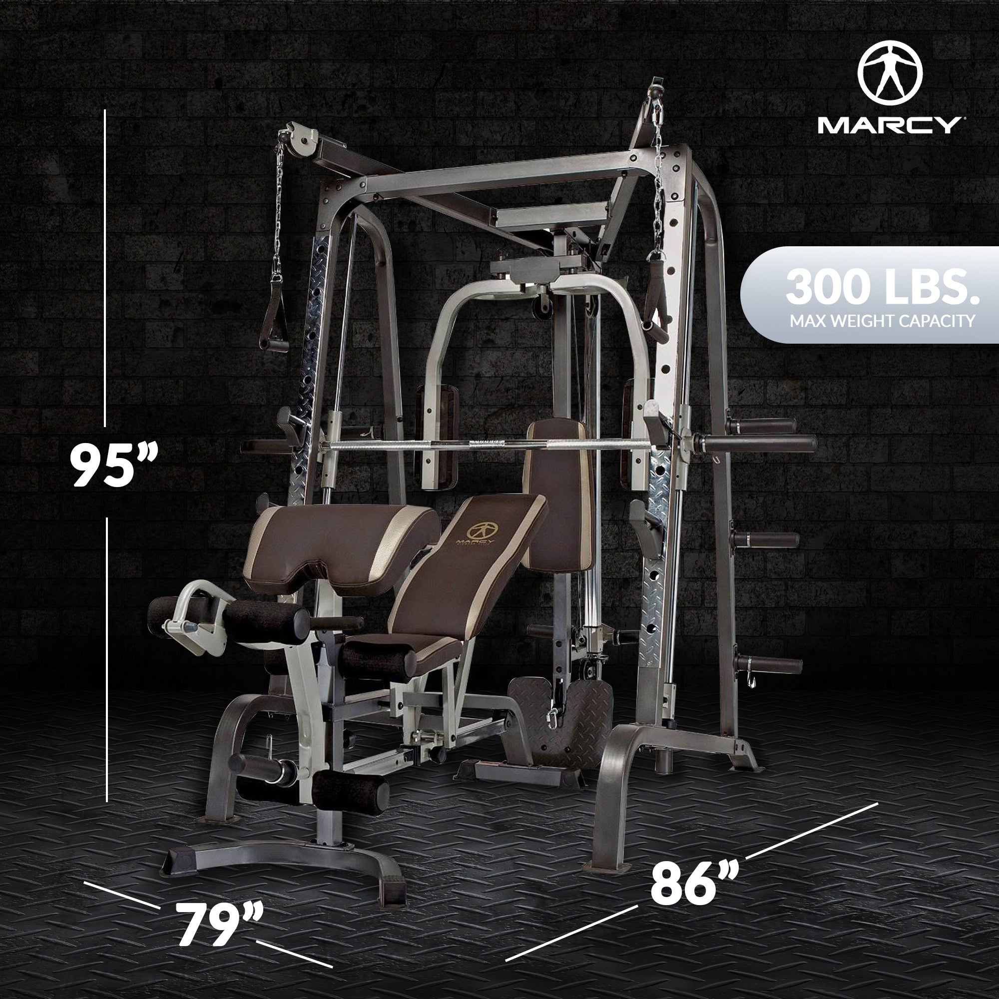 Marcy Deluxe Diamond Elite Smith Cage Home Workout Total Body Gym Machine System - Smart-nests