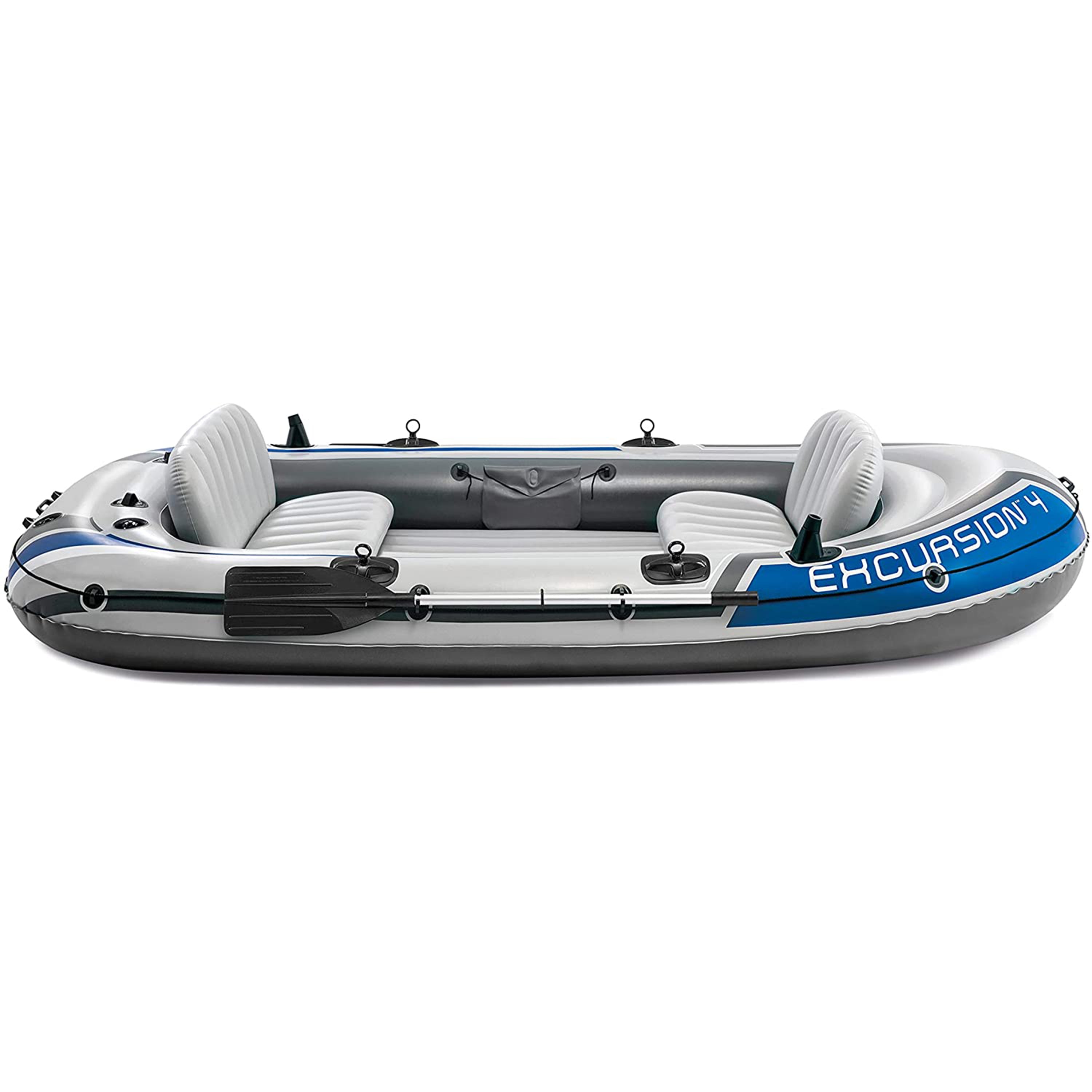 Intex Excursion 4 Person Inflatable Rafting and Fishing Boat Set with 2 Oars - Smart-nests