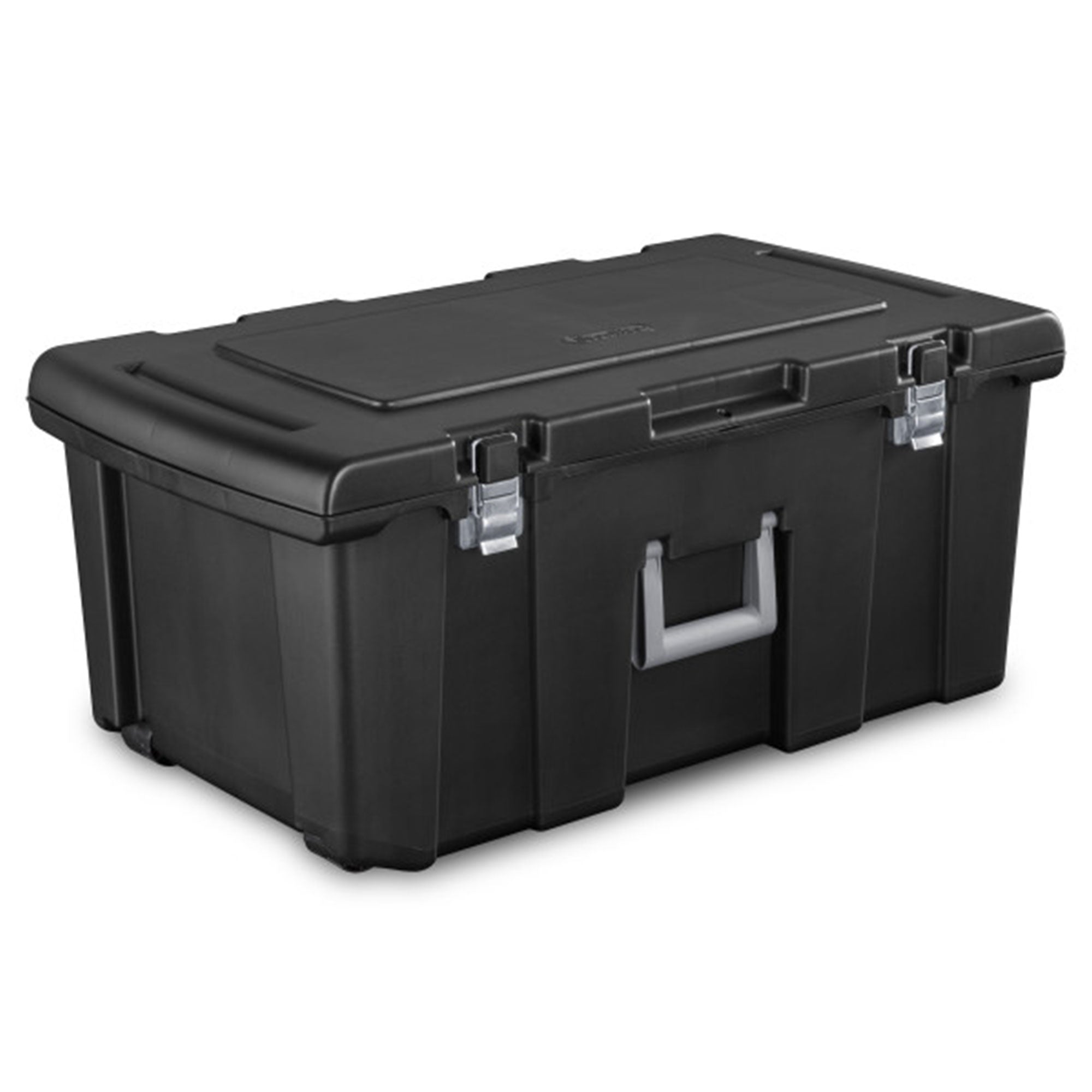 Sterilite Wheeled Footlocker, Plastic Utility Lockable Storage Container, Black - Smart-nests