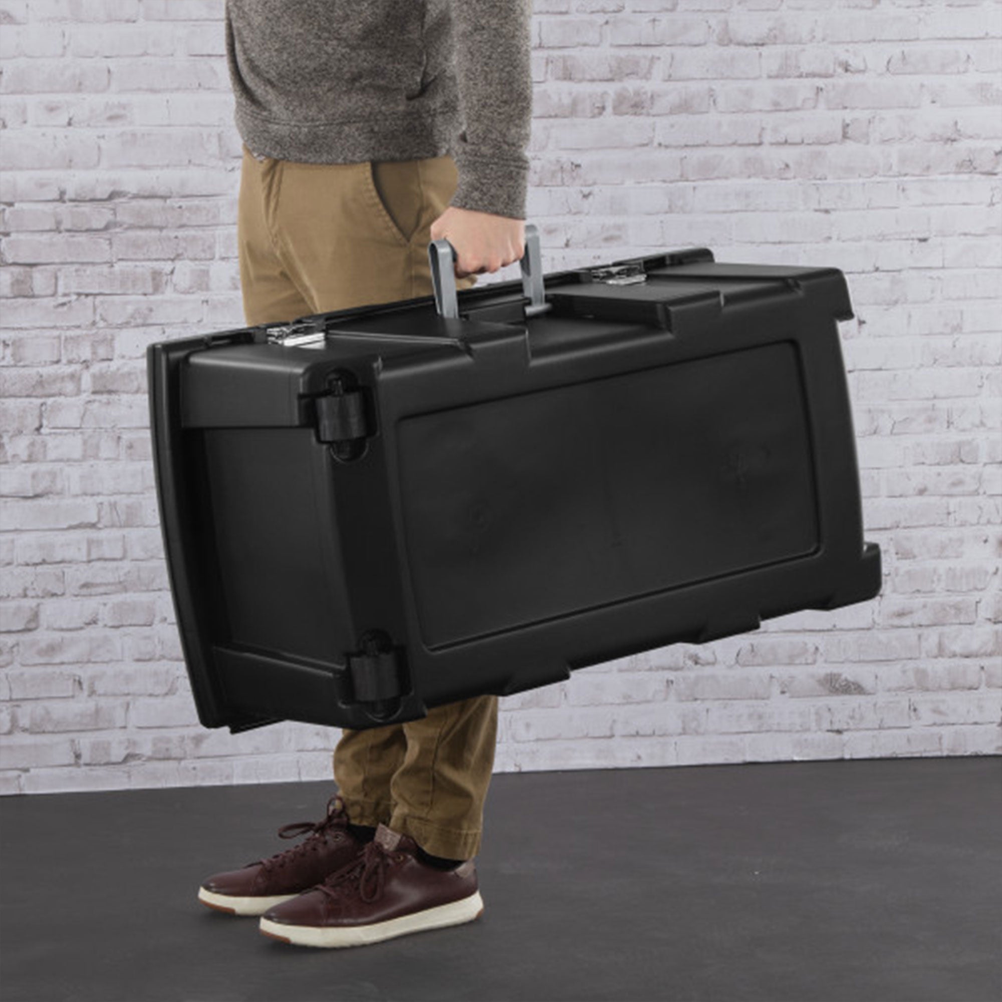 Sterilite Wheeled Footlocker, Plastic Utility Lockable Storage Container, Black - Smart-nests