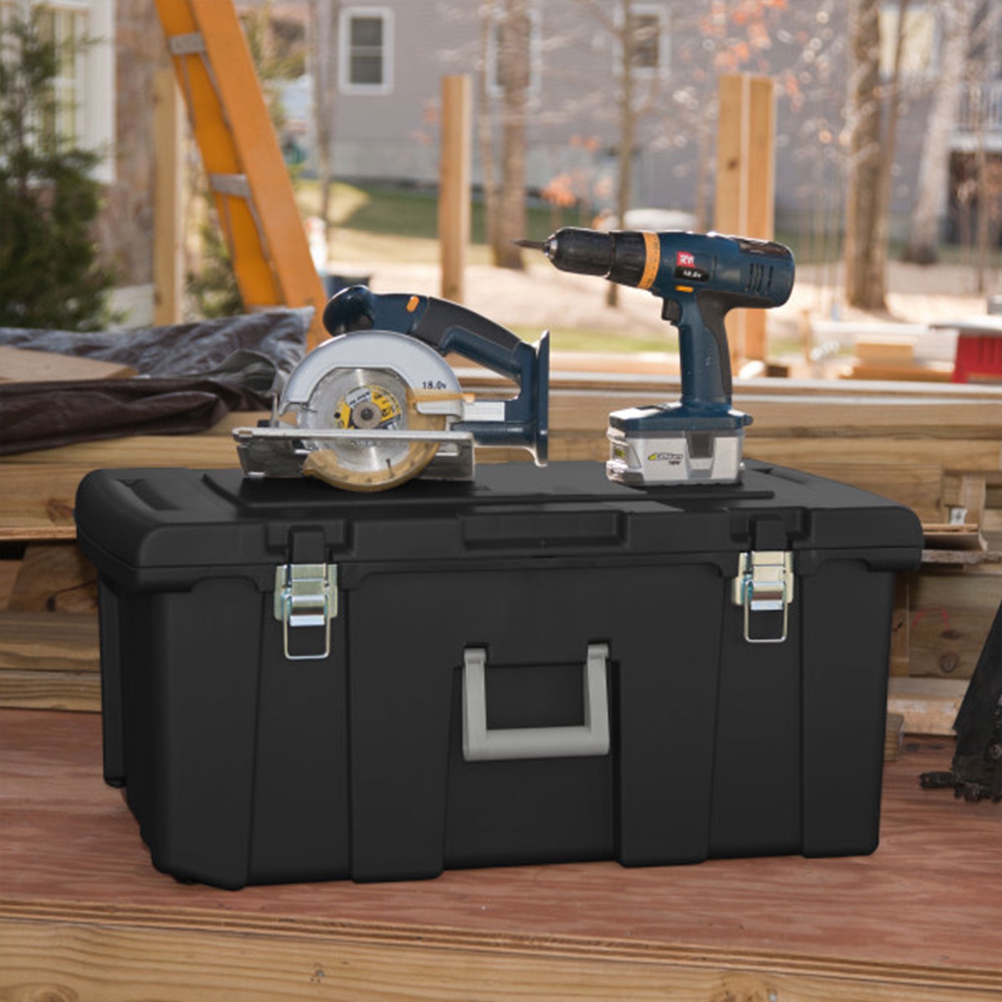 Sterilite Wheeled Footlocker, Plastic Utility Lockable Storage Container, Black - Smart-nests