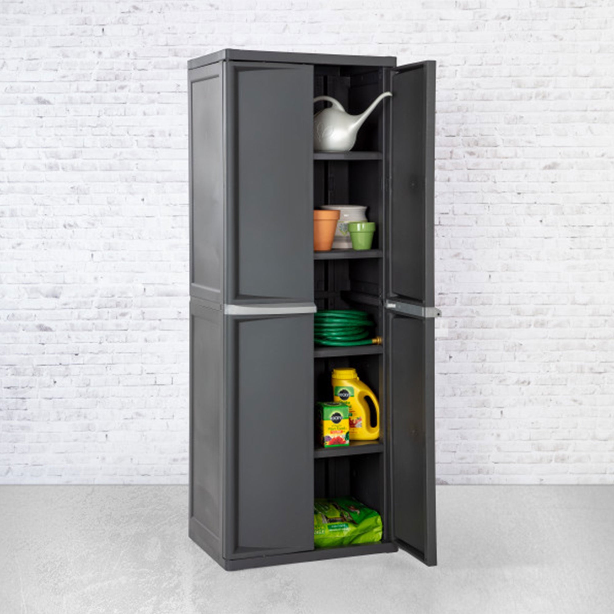 Sterilite Storage Cabinet, Garage, Pantry, & Kitchen Organizer, 4 Shelves, Gray - Smart-nests