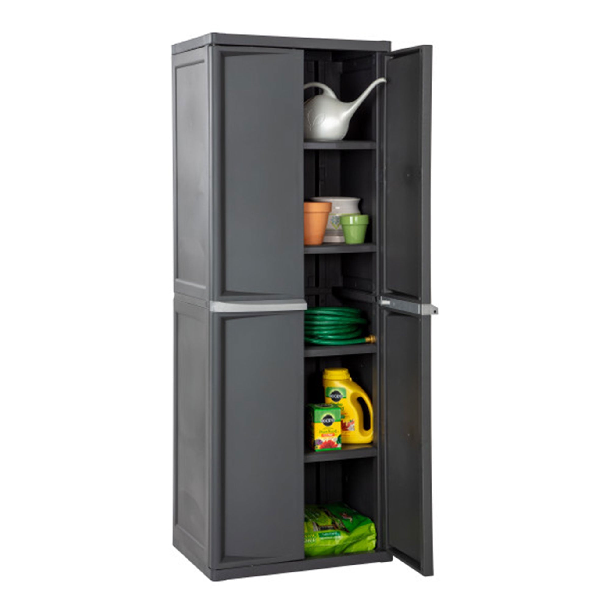 Sterilite Storage Cabinet, Garage, Pantry, & Kitchen Organizer, 4 Shelves, Gray - Smart-nests