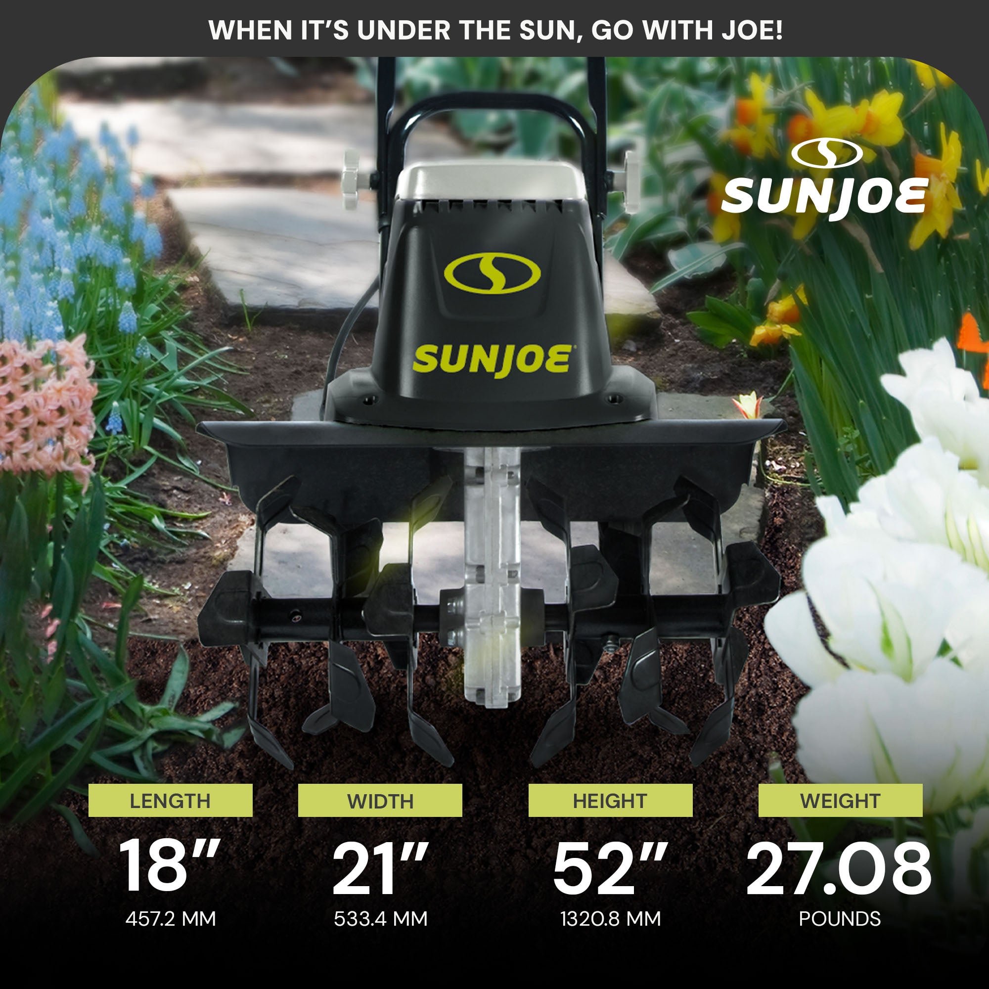 Sun Joe Electric Garden Tiller Cultivator, Steel Tines, 12 Amp, 16", TJ603E - Smart-nests