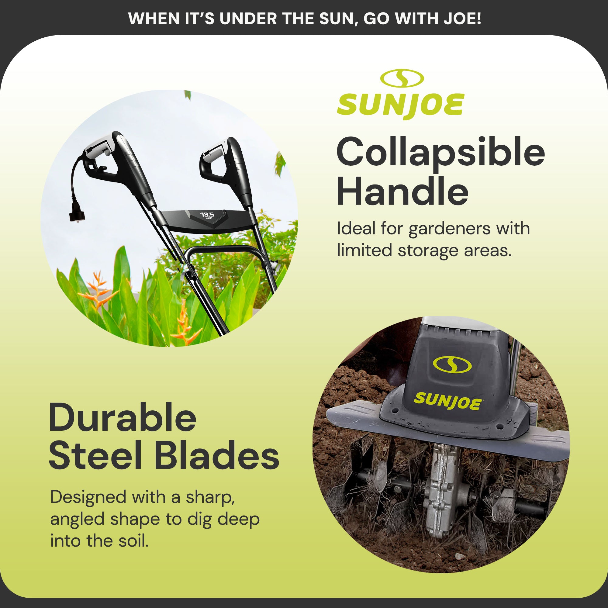 Sun Joe Electric Garden Tiller Cultivator, Steel Tines, 12 Amp, 16", TJ603E - Smart-nests