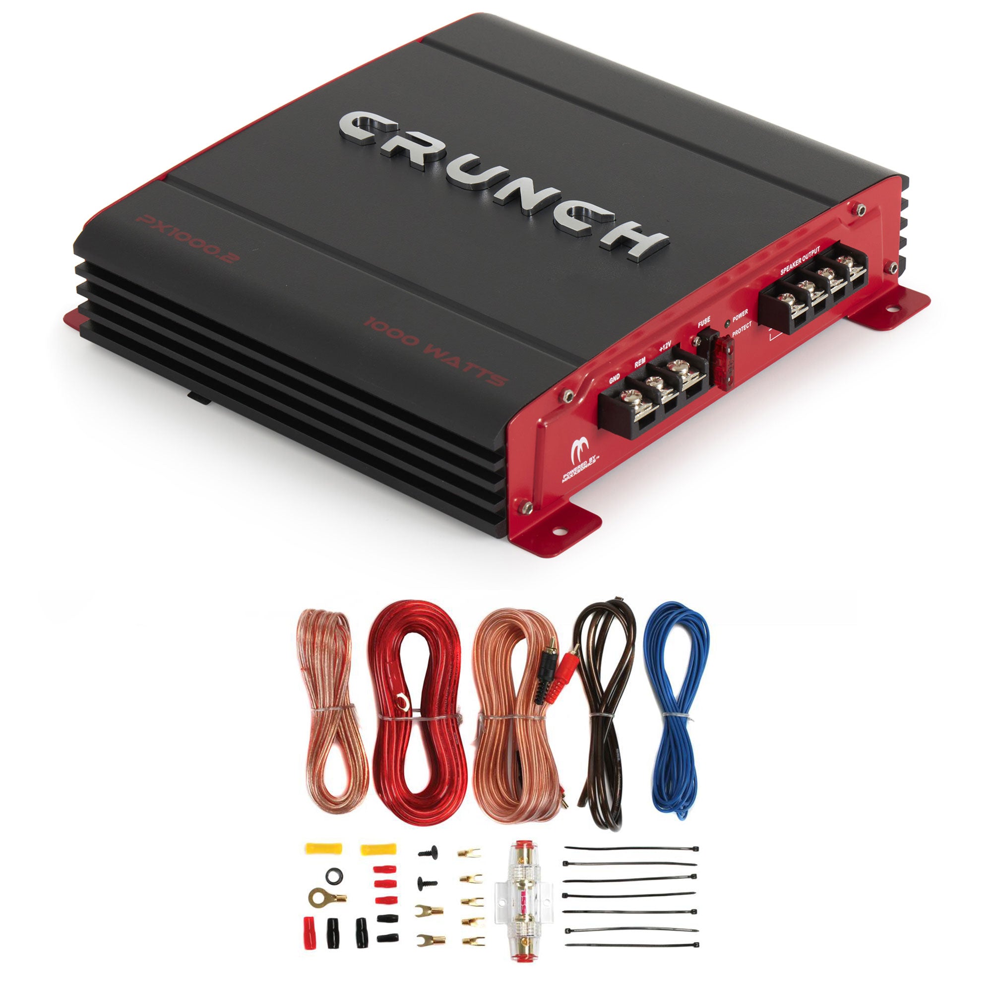 Crunch PX-1000.2 1000W Car Stereo Amp & Soundstorm AKS8 8 Gauge Amp Wiring Kit - Smart-nests