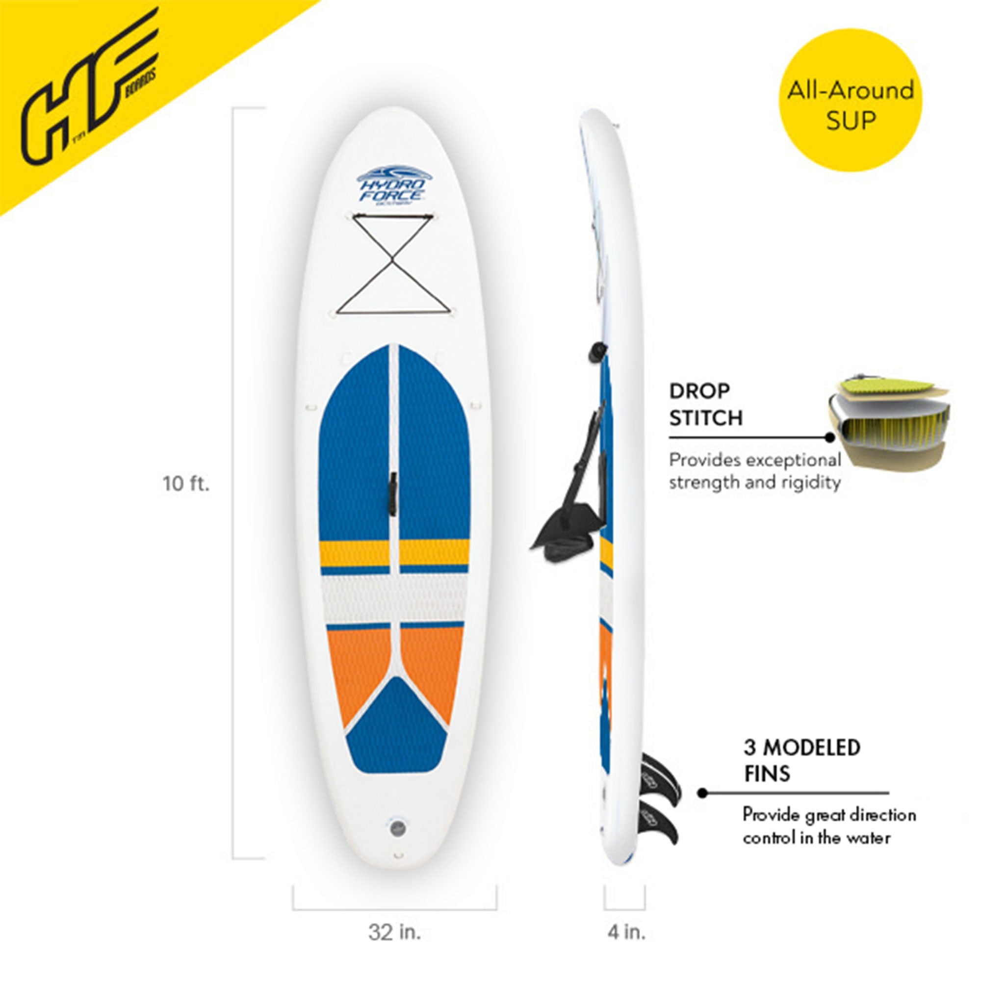Bestway Hydro-Force White Cap 10' Inflatable Stand Up Paddle Board Kayak Set - Smart-nests