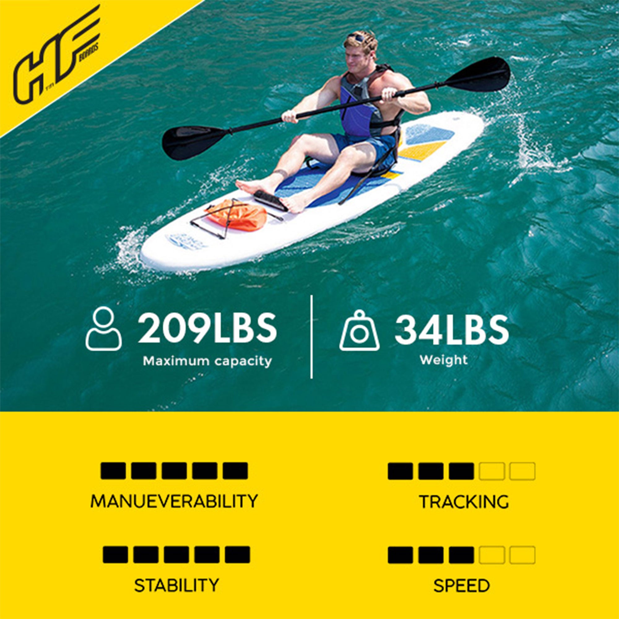 Bestway Hydro-Force White Cap 10' Inflatable Stand Up Paddle Board Kayak Set - Smart-nests