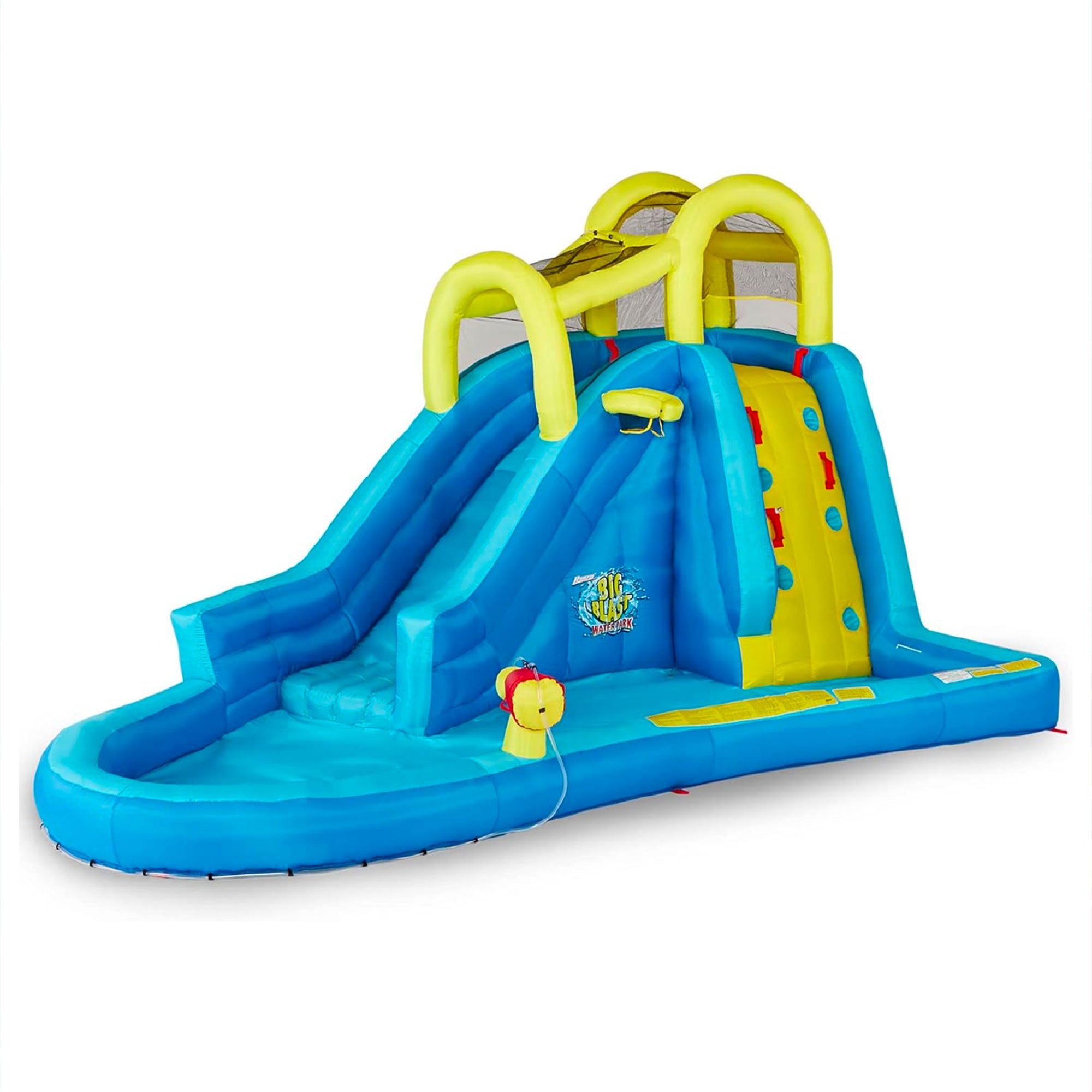 Banzai Big Blast Inflatable Water Park w/ Climbing Wall, Ball Game & Splash Pool - Smart-nests
