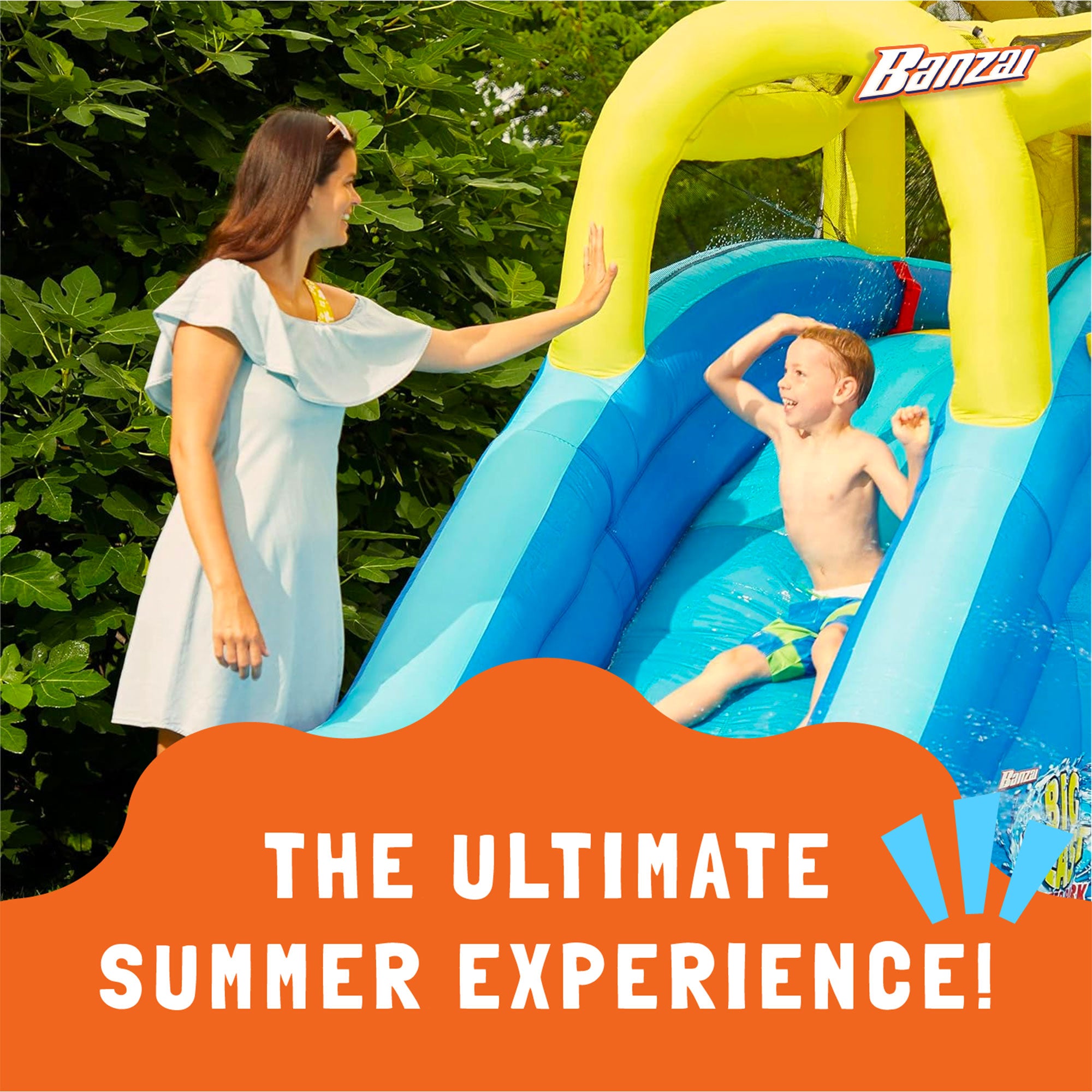 Banzai Big Blast Inflatable Water Park w/ Climbing Wall, Ball Game & Splash Pool - Smart-nests