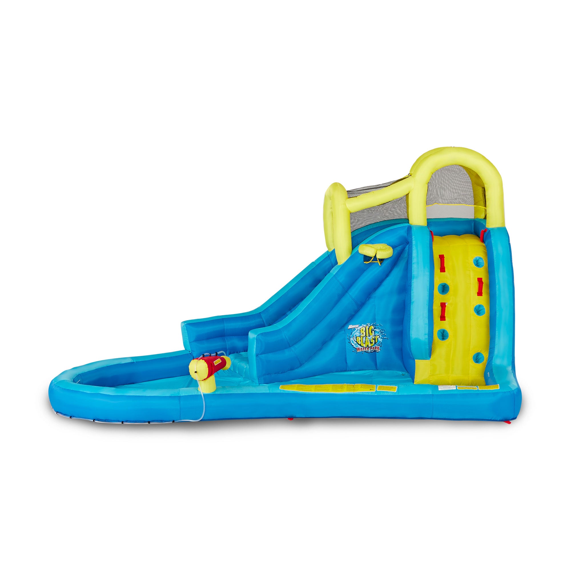 Banzai Big Blast Inflatable Water Park w/ Climbing Wall, Ball Game & Splash Pool - Smart-nests