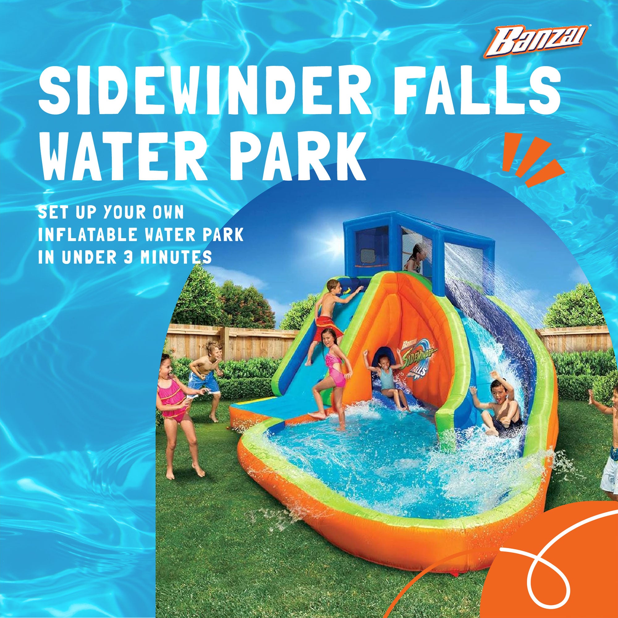 Banzai Sidewinder Falls Inflatable Outdoor Adventure Splash Water Park Swim Pool - Smart-nests