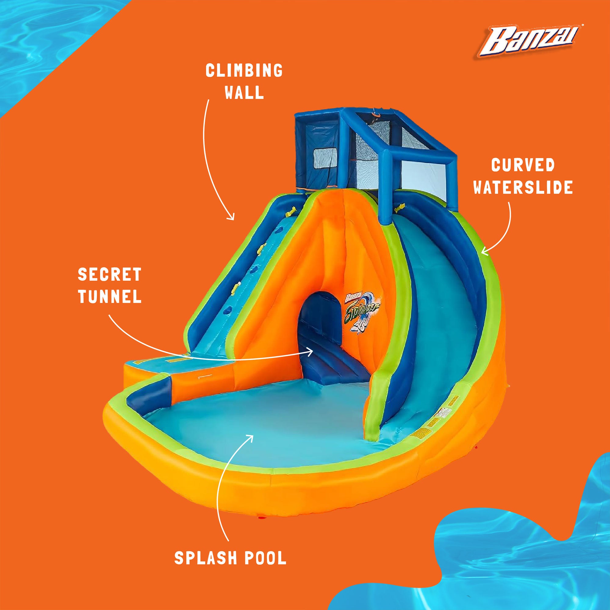 Banzai Sidewinder Falls Inflatable Outdoor Adventure Splash Water Park Swim Pool - Smart-nests